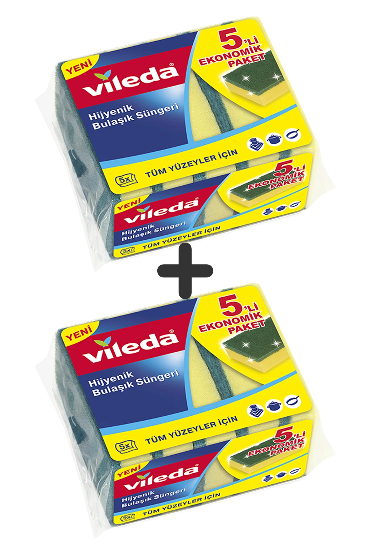 Vileda 2 Paket 5 li Yeşil Klasik Düz Sünger