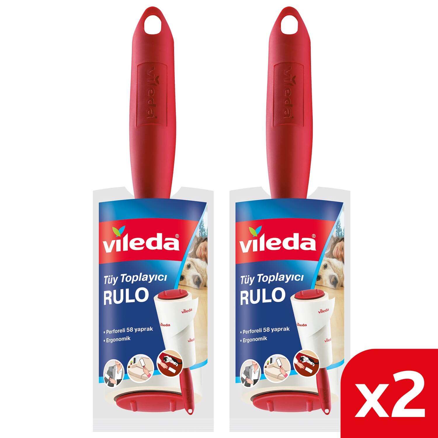 Vileda 2 Paket Tüy Toplayıcı Rulo , Perforeli , 58 Yaprak