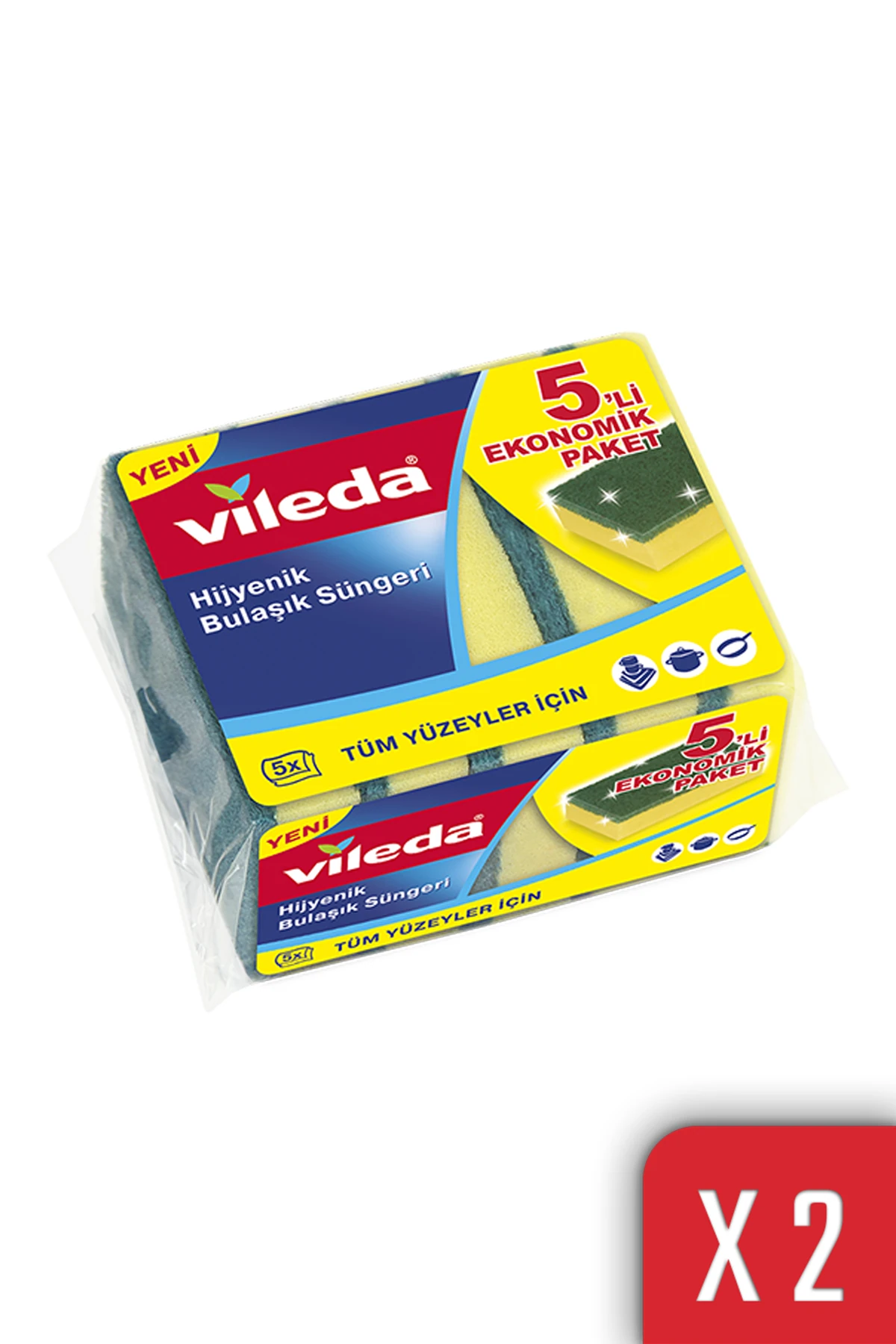 Vileda 2 Paket 5 li Yeşil Klasik Düz Sünger