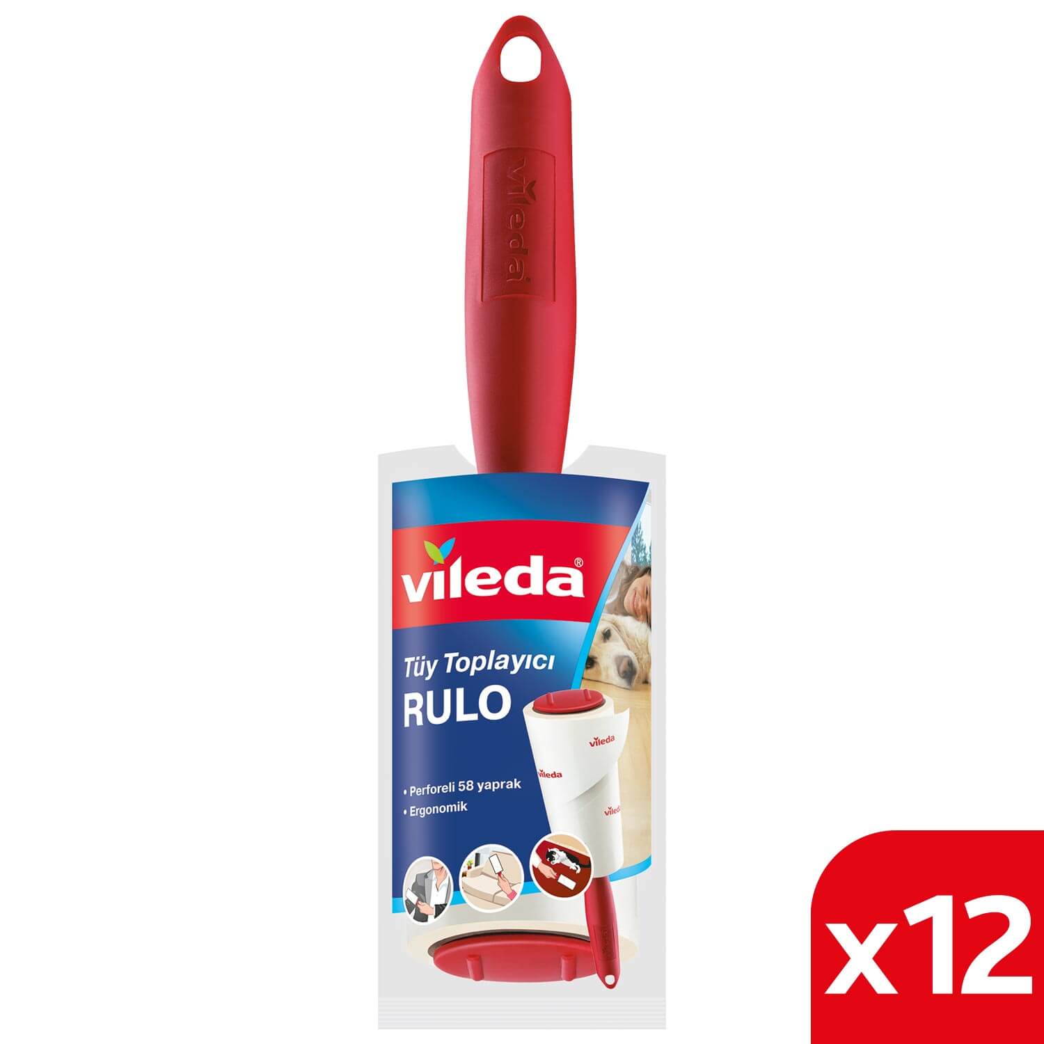 Vileda 12 Paket Tüy Toplayıcı Rulo , Perforeli , 58 Yaprak