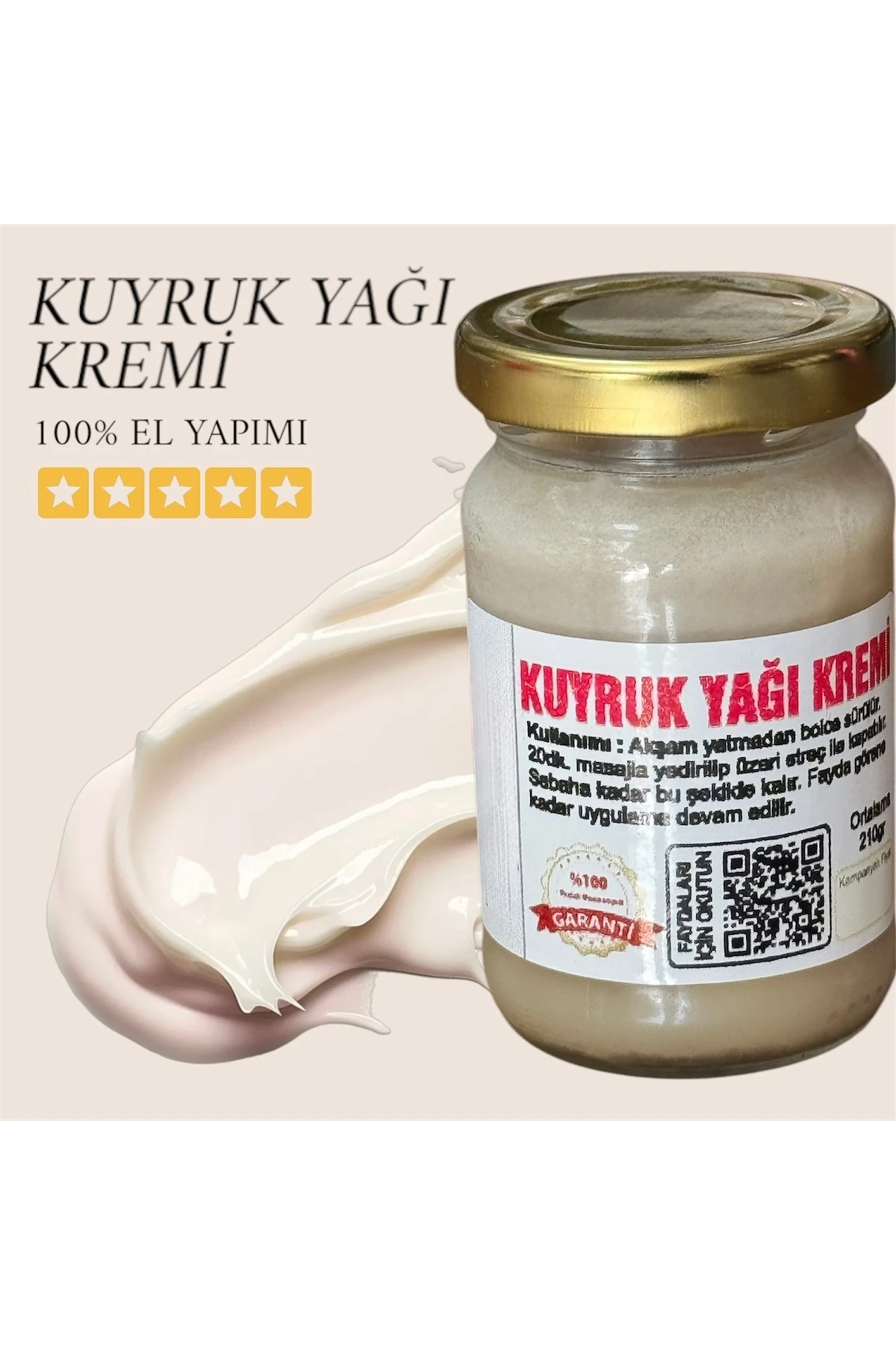 Kuyruk Yağı Kremi %100 El yapımı eklem ve kas ağrılarını hafifletmesine yardımcı 190ml