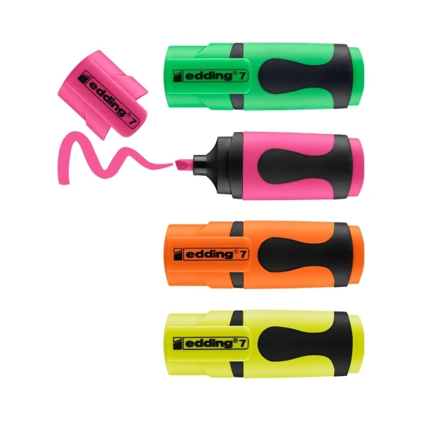Edding 7 Mini Fosforlu Kalem 4'lü Karışık Renk