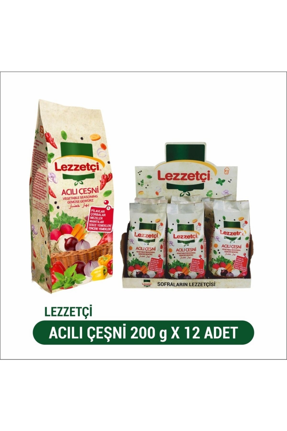 Lezzetçi Acılı Sebzeli Çeşni 12 x 200 G