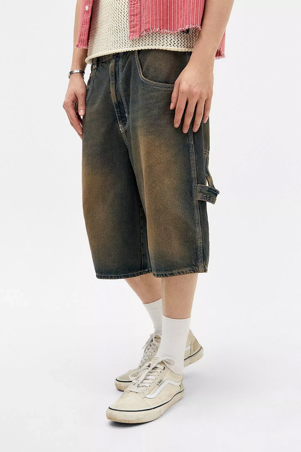 BDG Oversized Carpenter Shorts - Stone Tinted