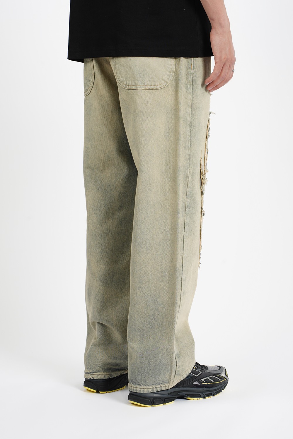 Sohigh Applique Baggy Jeans - Yellow Tinted