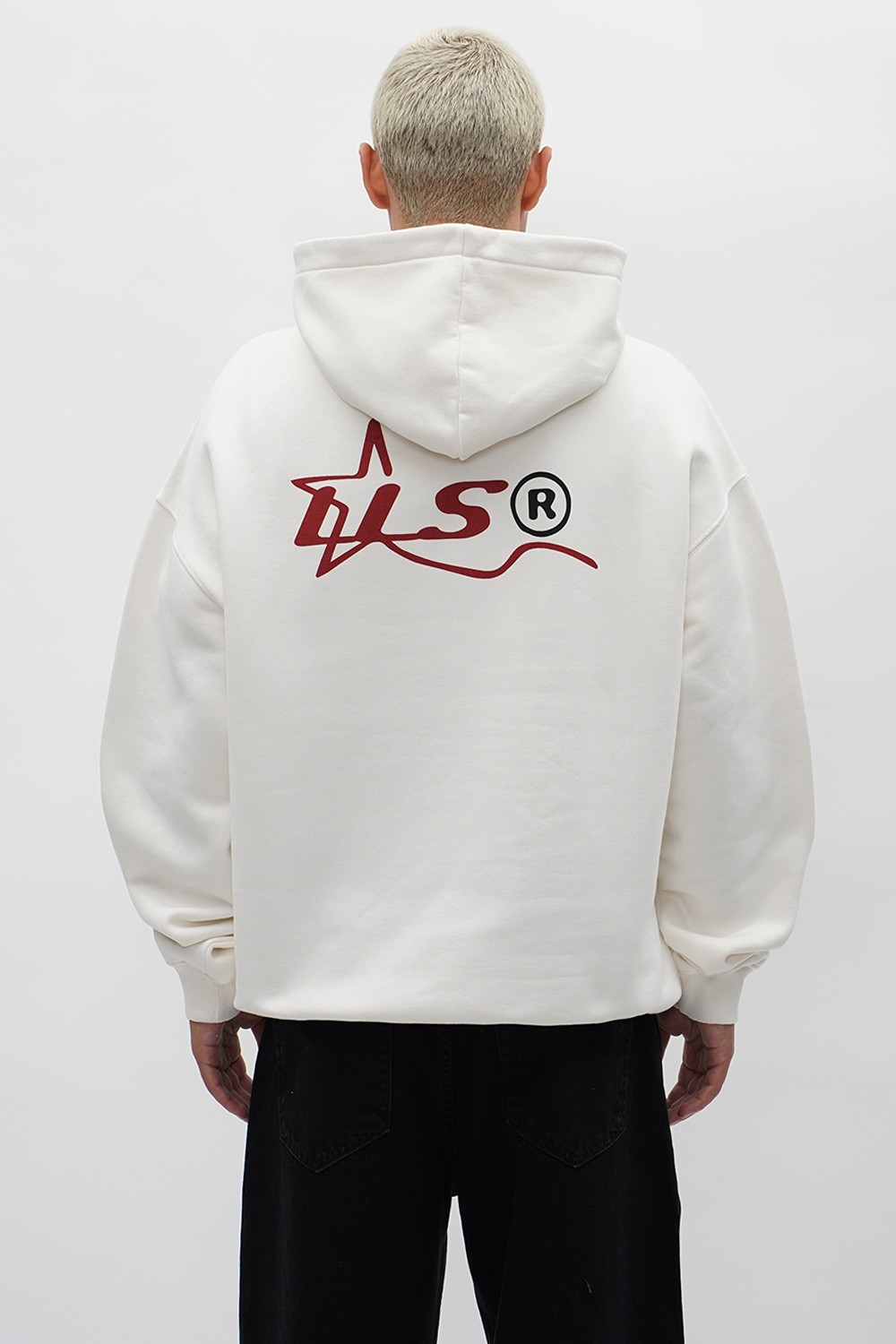 L.L.S. Oversized Back Print Hoodie Ecru (LLS-32)