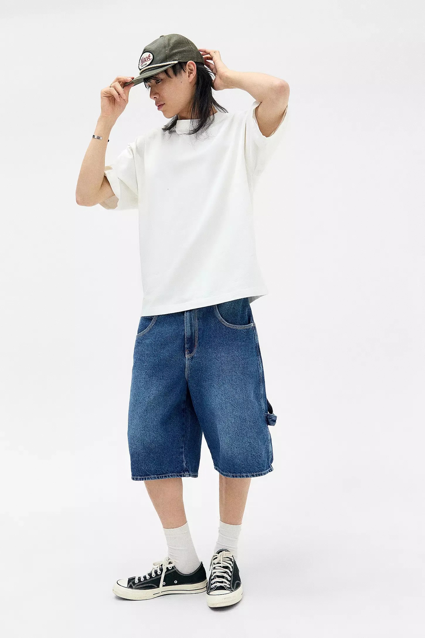 BDG Oversized Carpenter Shorts - Washed Indigo