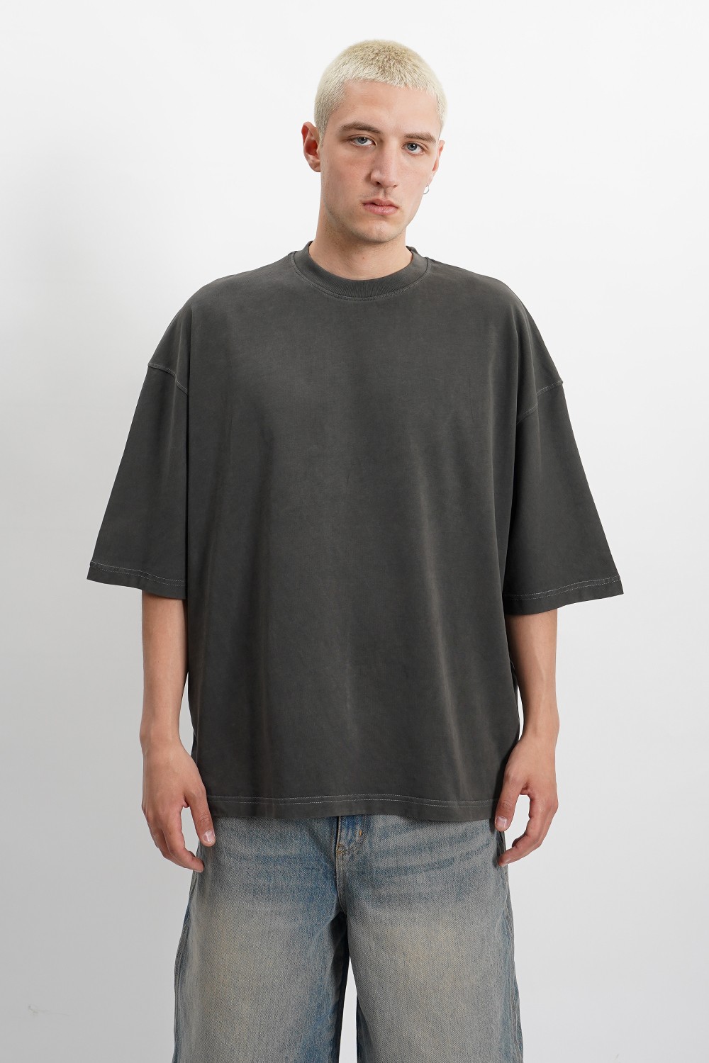 Sohigh Blank Oversized T-Shirt - Washed Grey