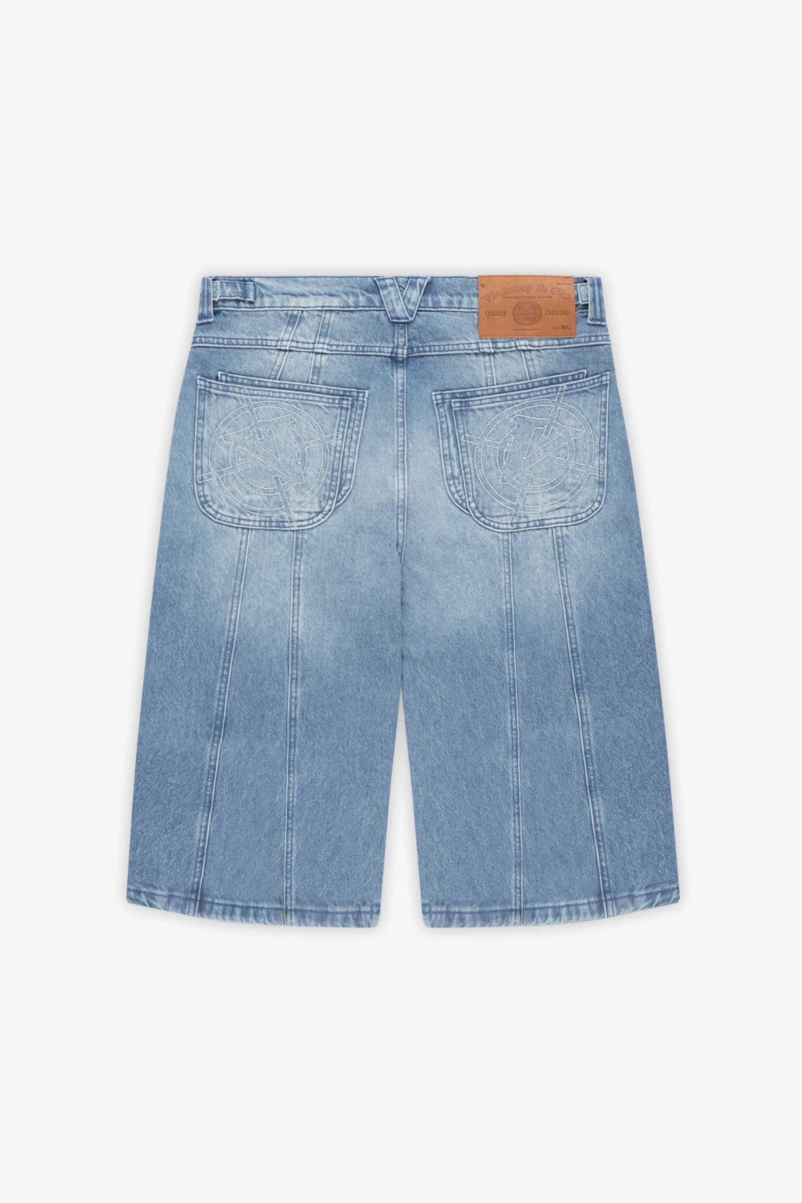 V-Logo Denim Jort - Light Blue