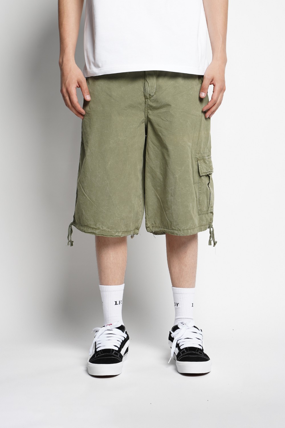 Khaki Washed Cargo Tech Shorts (UOS-13)