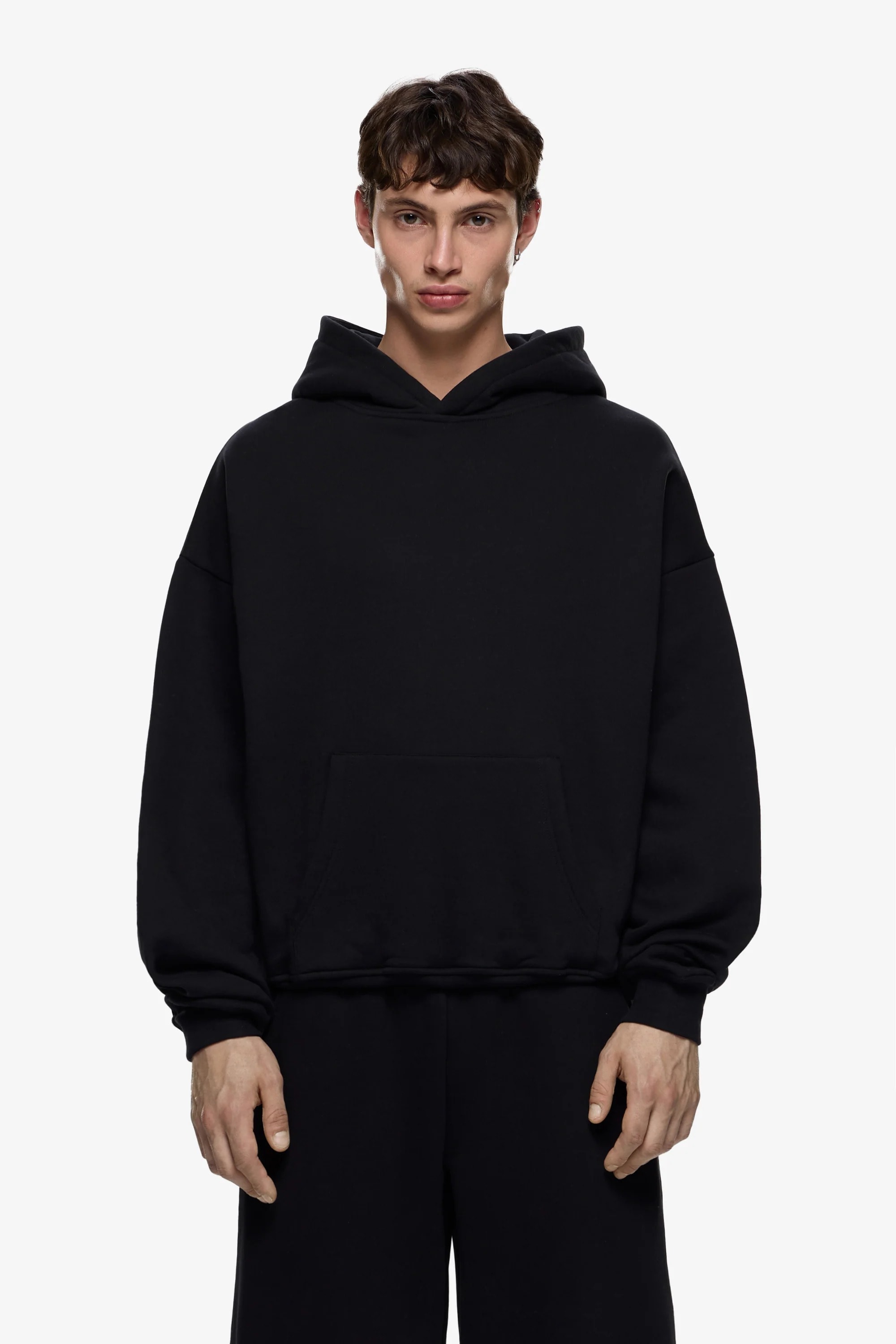 Oversize Heavy Blank Hoodie - Siyah