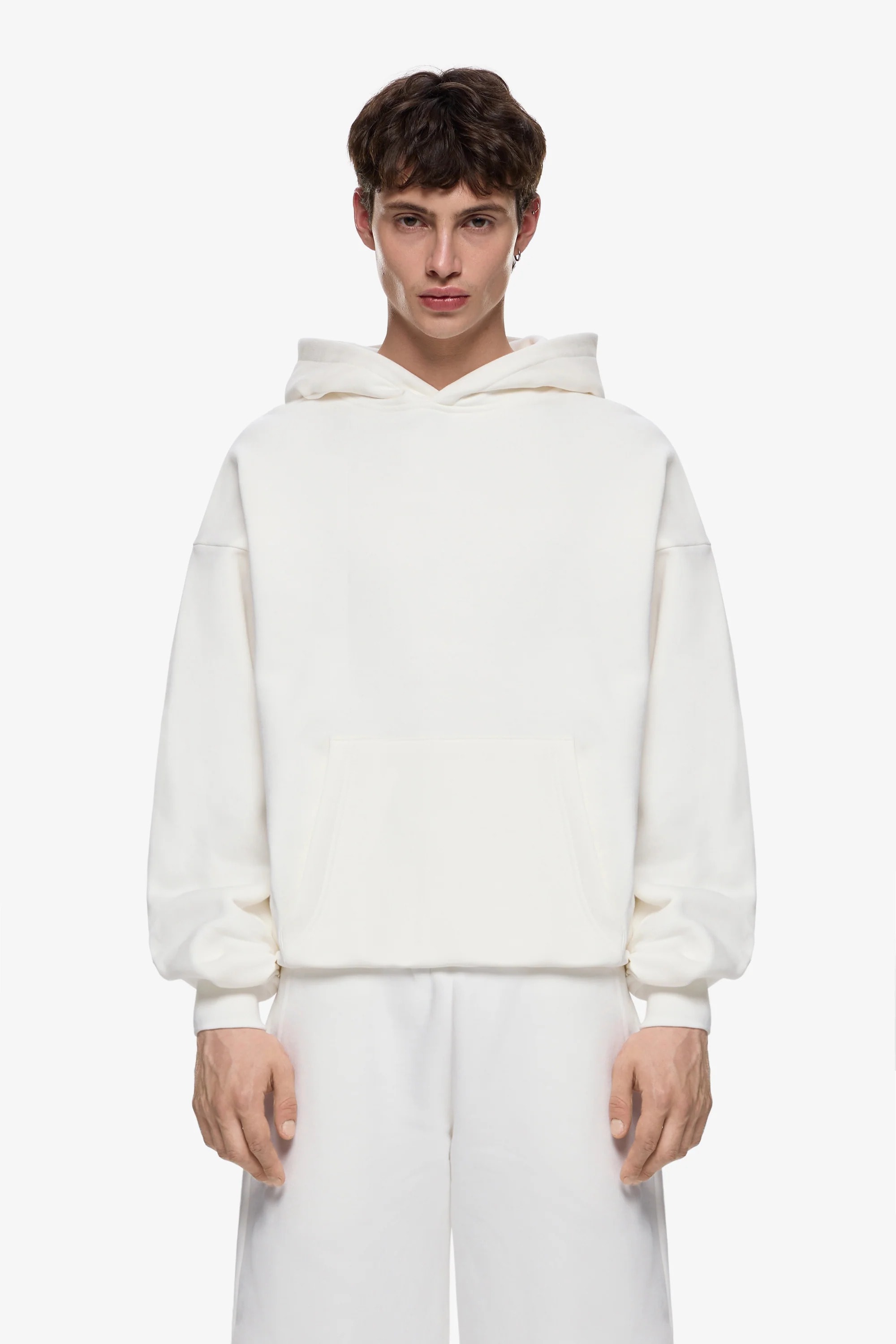 Oversize Heavy Blank Hoodie - Cream