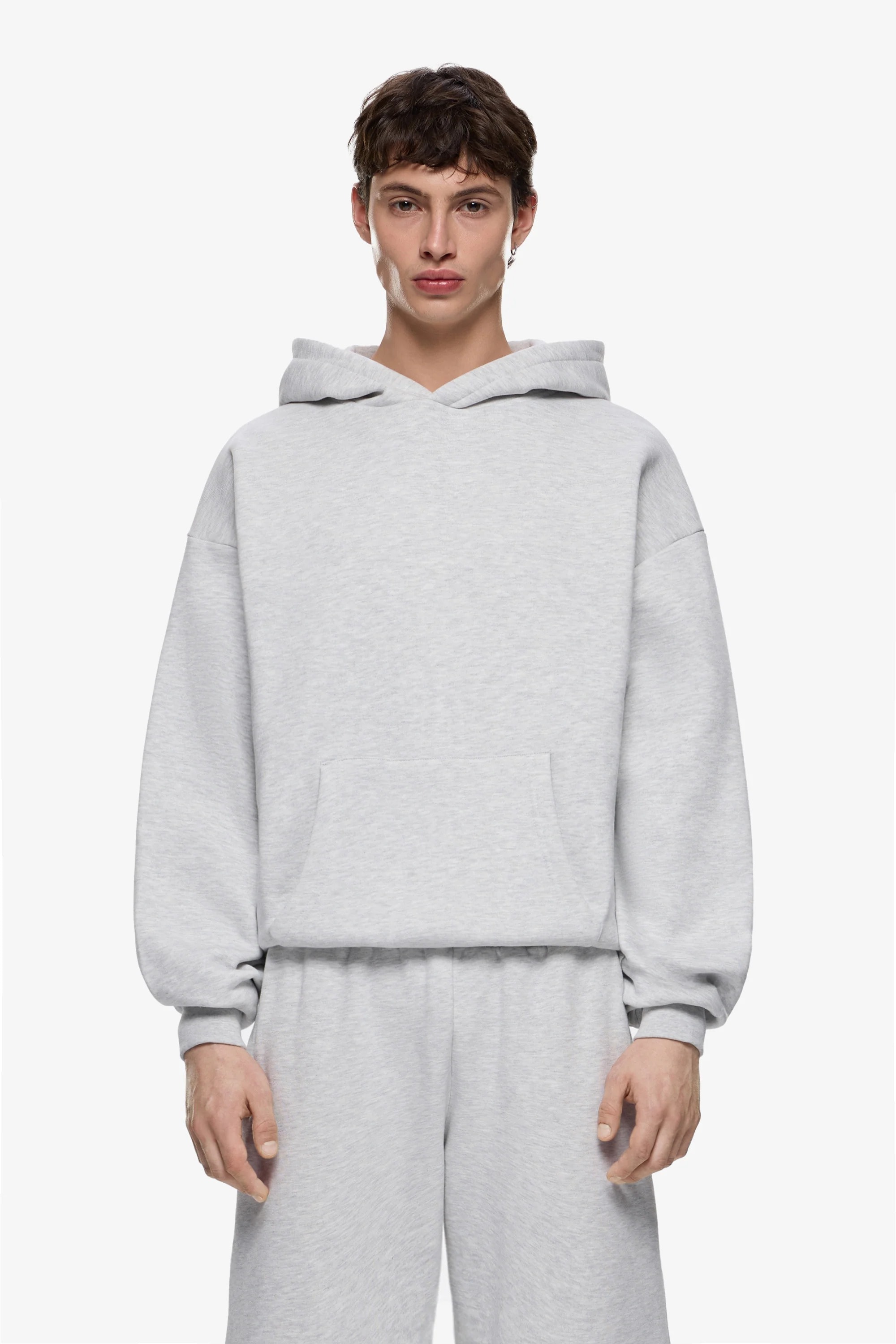 Oversize Heavy Blank Hoodie - Heater Grey