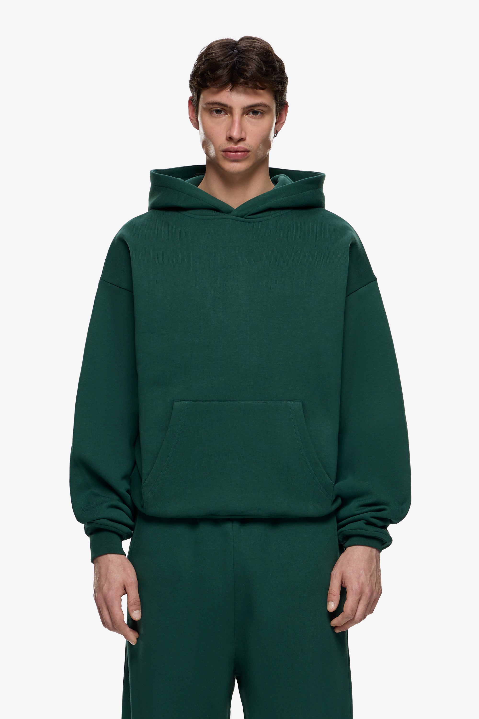 Oversize Heavy Blank Hoodie - Forest Green