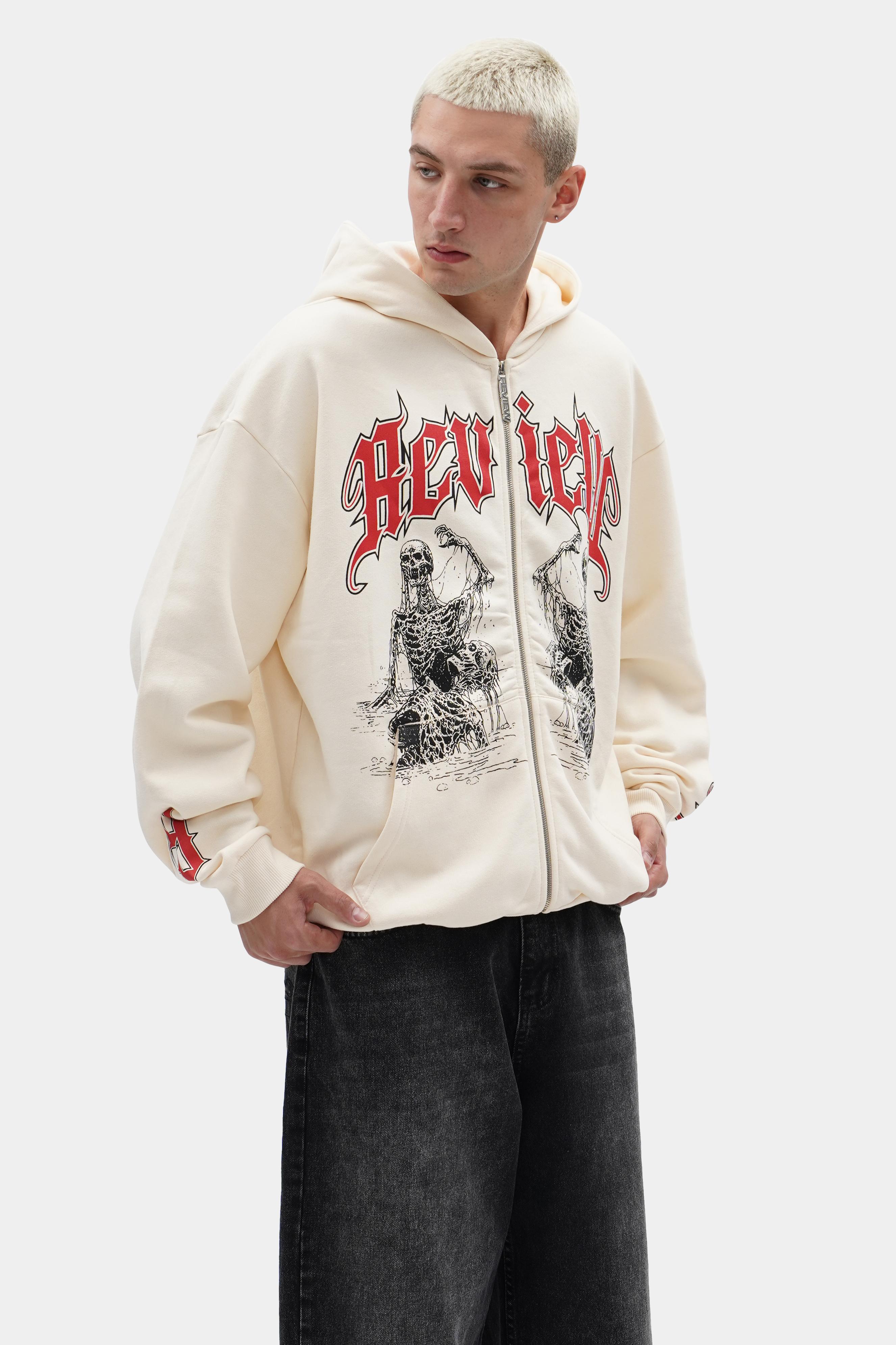 Oversized Printed Zip Hoodie (STR-16)