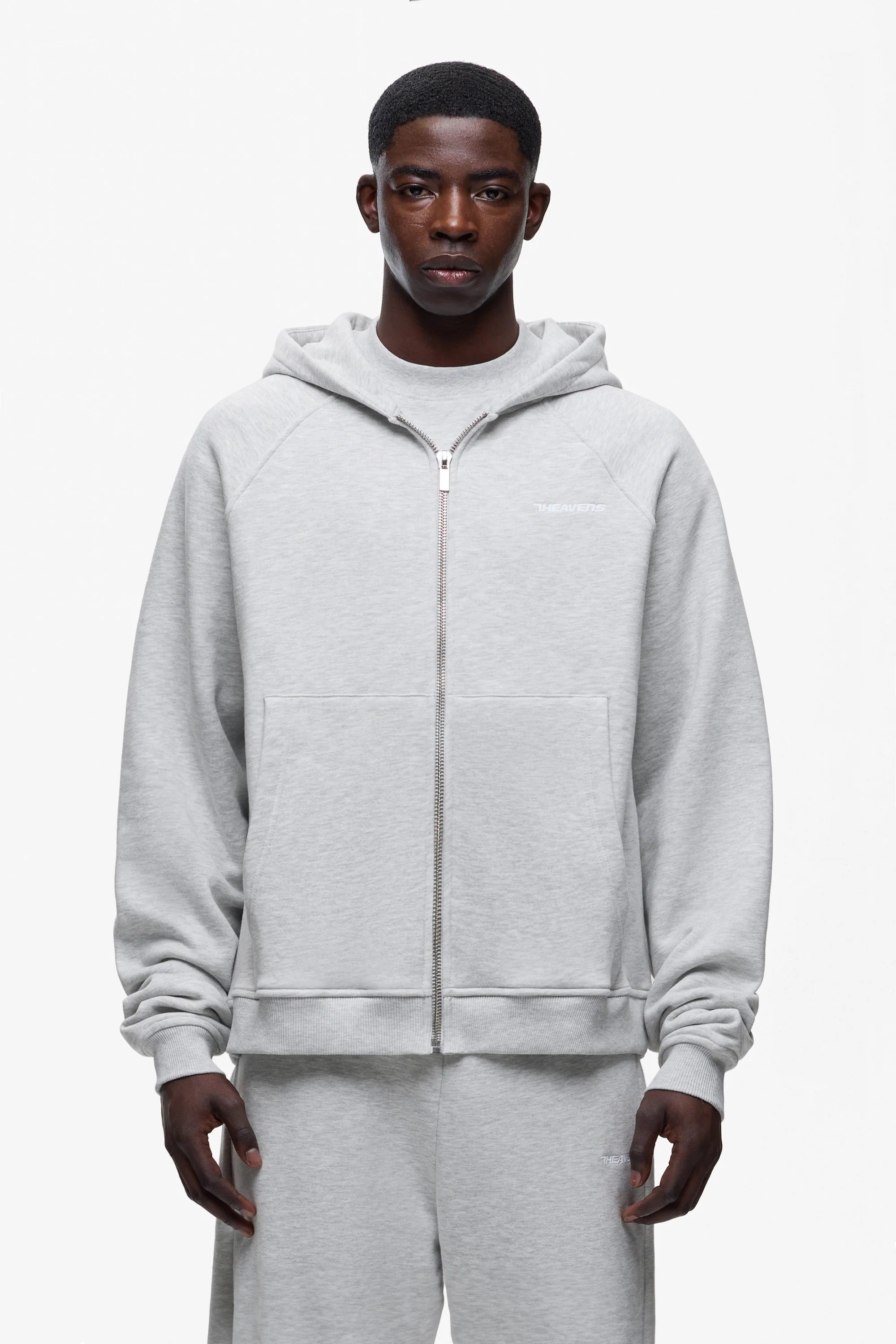 Boxy Fit Heavyweight Zip Hoodie - Heater Grey