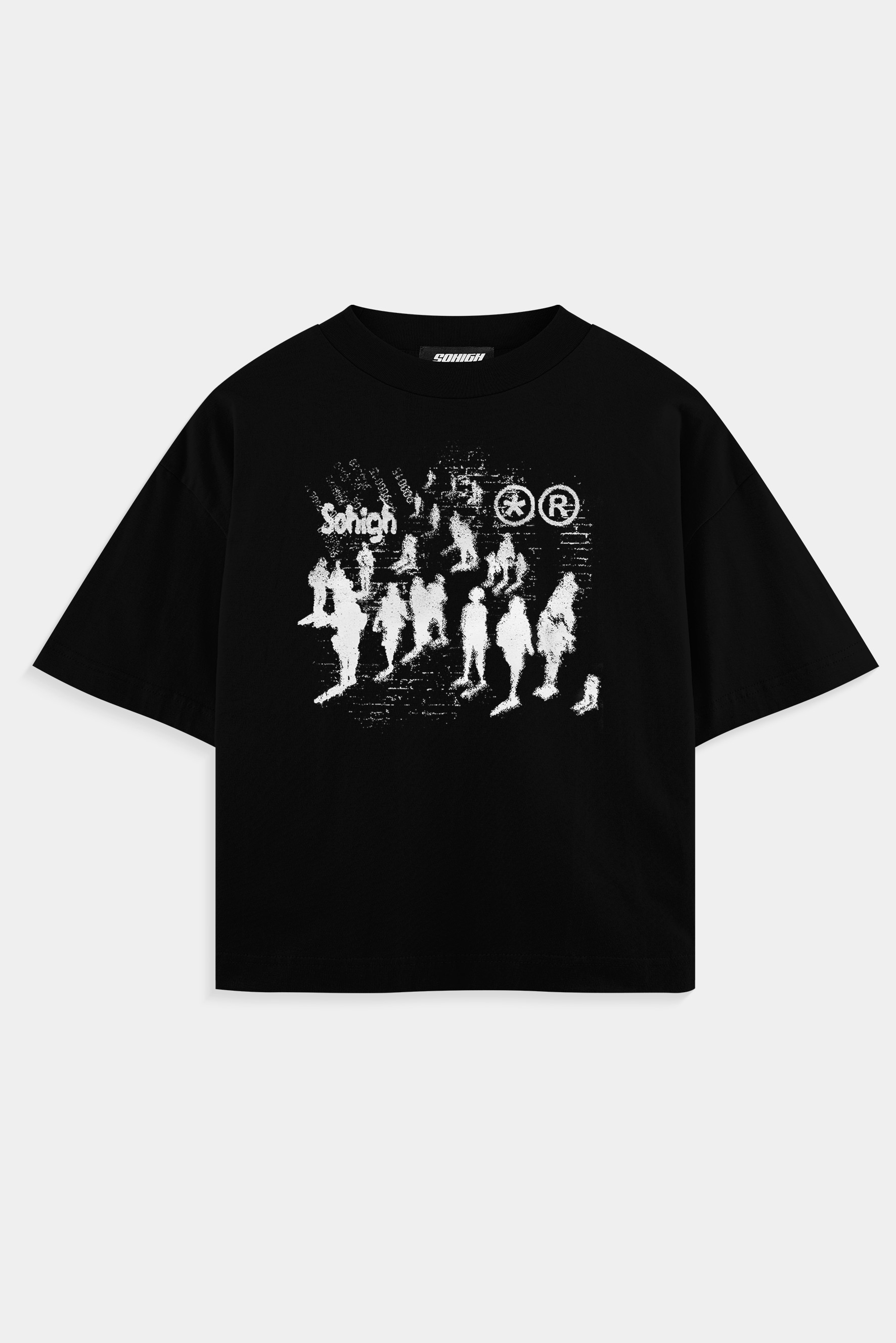 Sohigh Heavyweight Abstract Peoples T-Shirt  - Siyah
