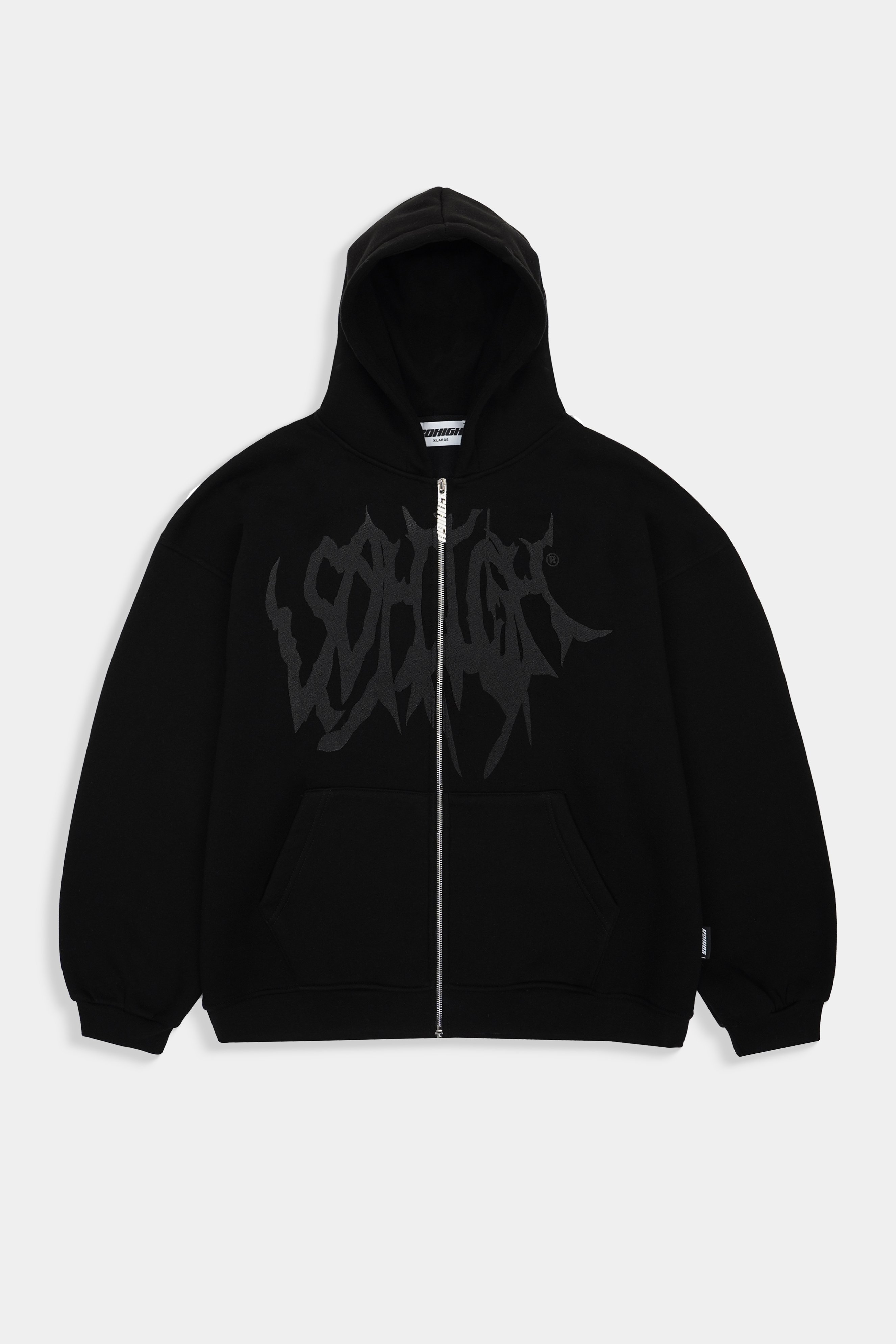 Sohigh Boxy Fit Crew Logo Zip Hoodie