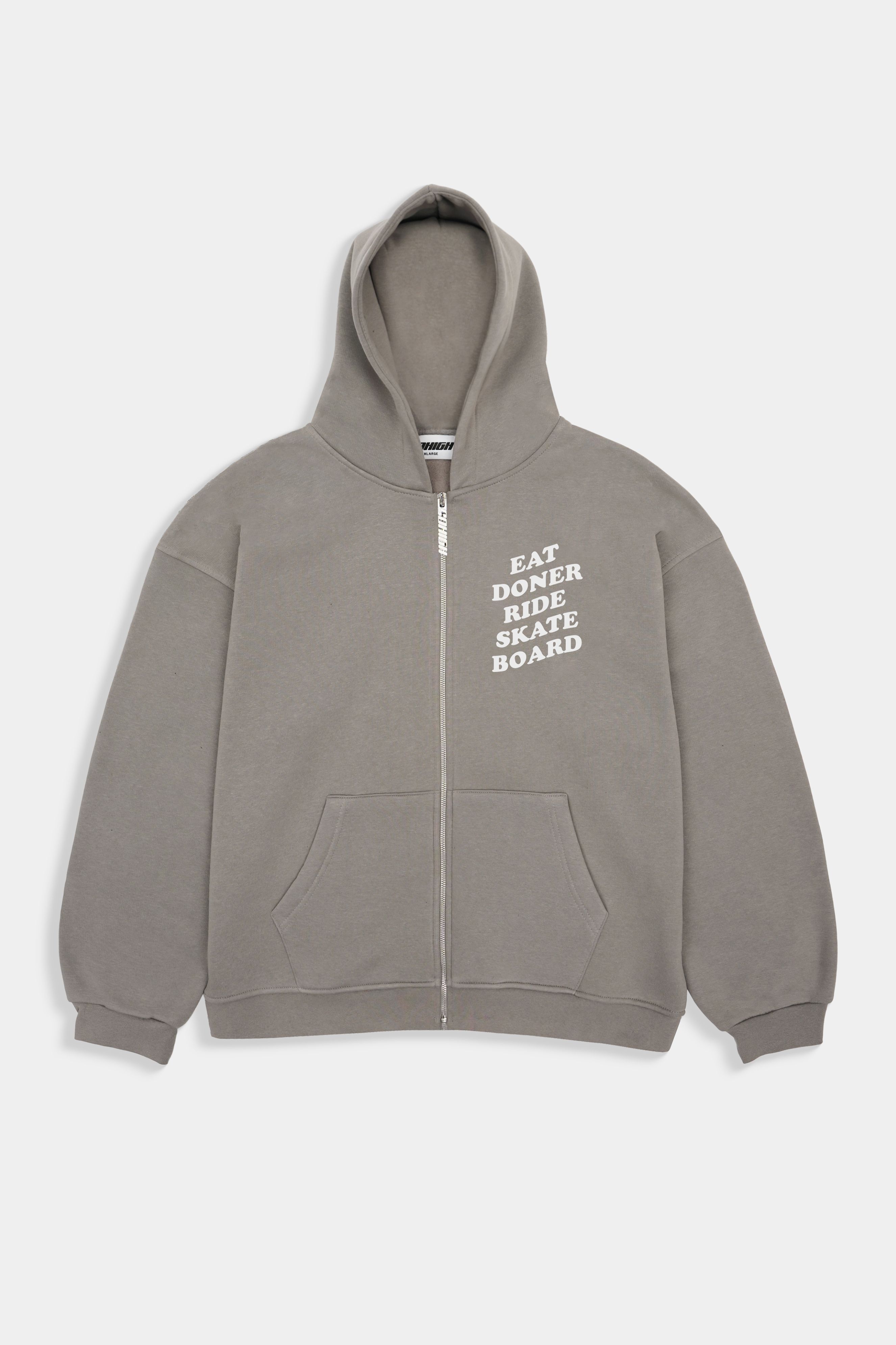 Sohigh Boxy Fit E.D.R.S V3 Zip Hoodie - Gri