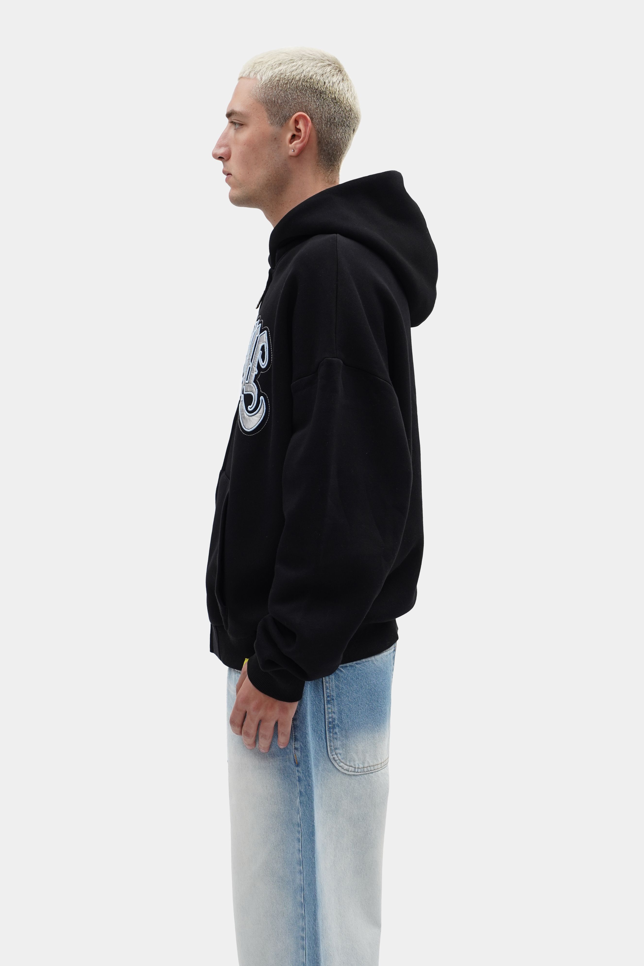 Oversized Embroidered Zip Hoodie (STR-9)