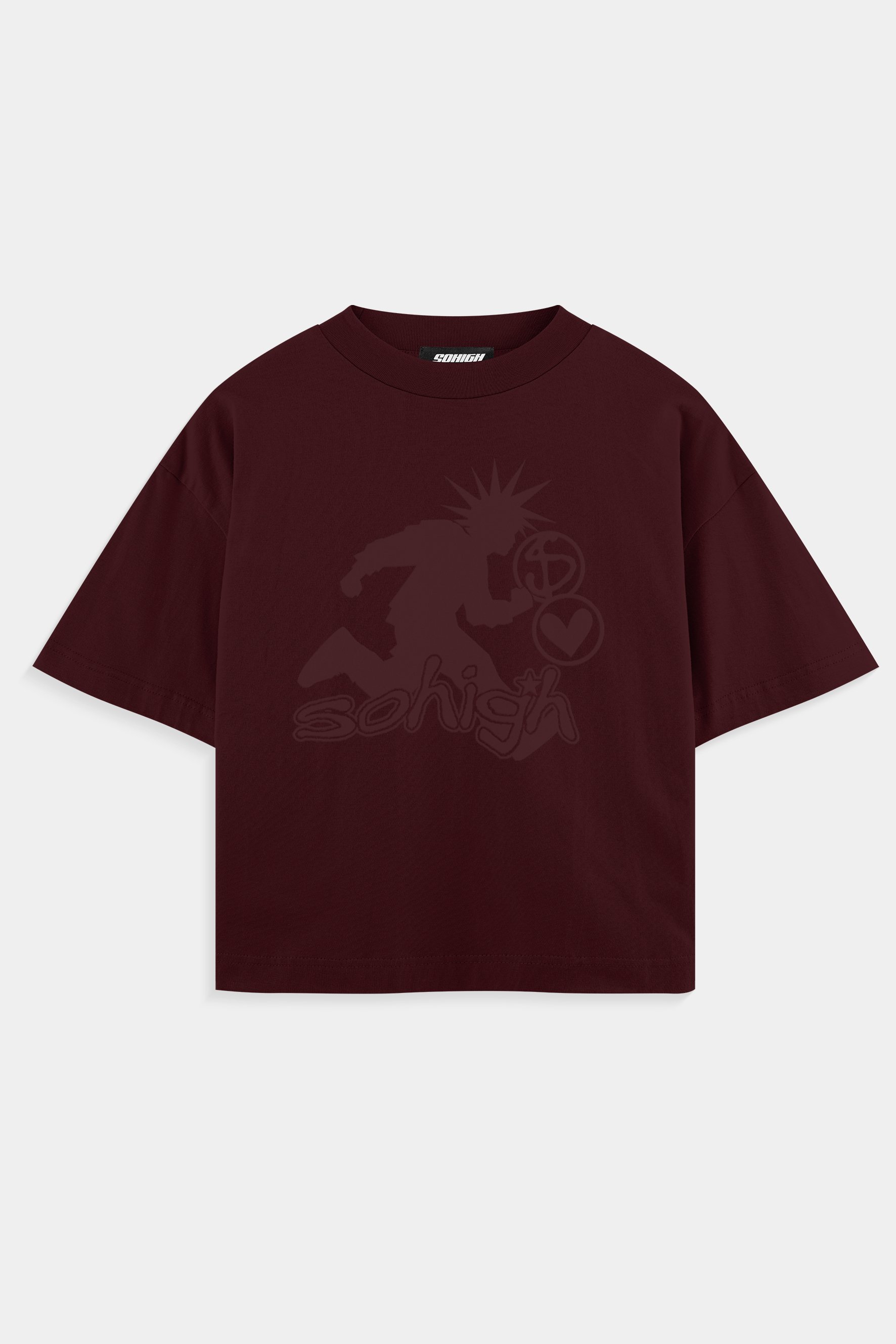 Sohigh Heavyweight Puffer Running Boy T-Shirt  - Bordo
