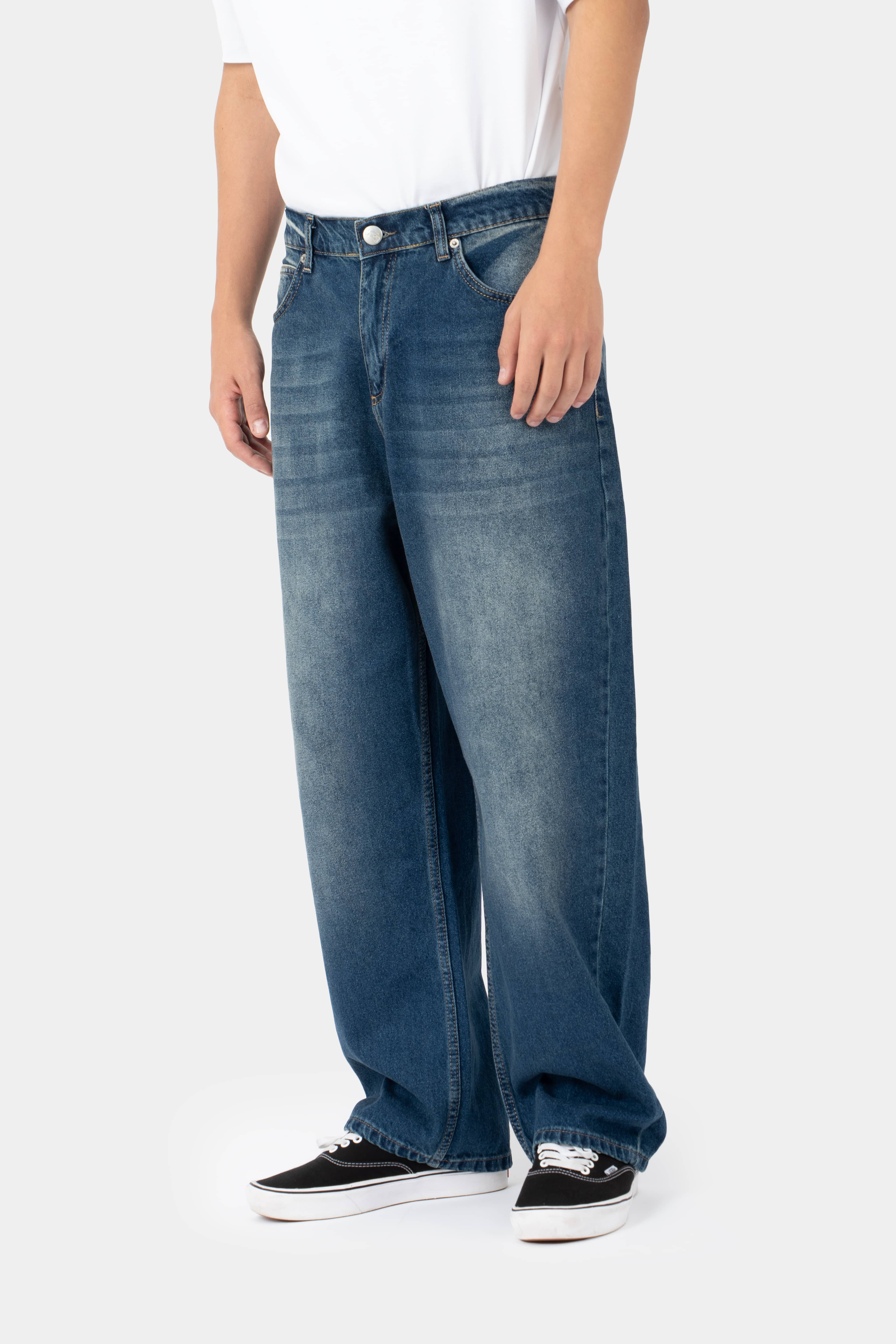 Sohigh Baggy Washed Jeans - Dark Blue