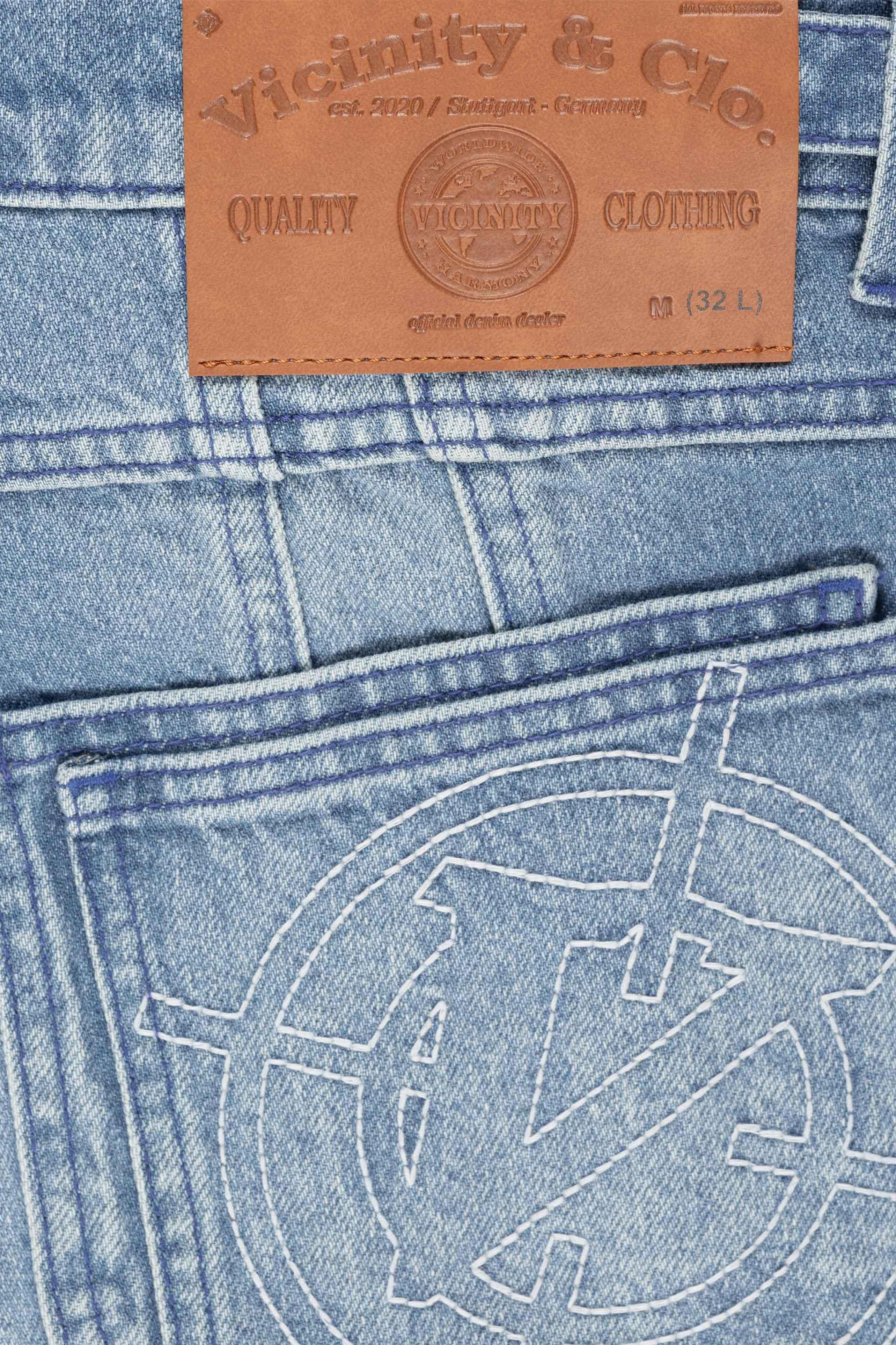 V-Logo Denim Jort - Light Blue