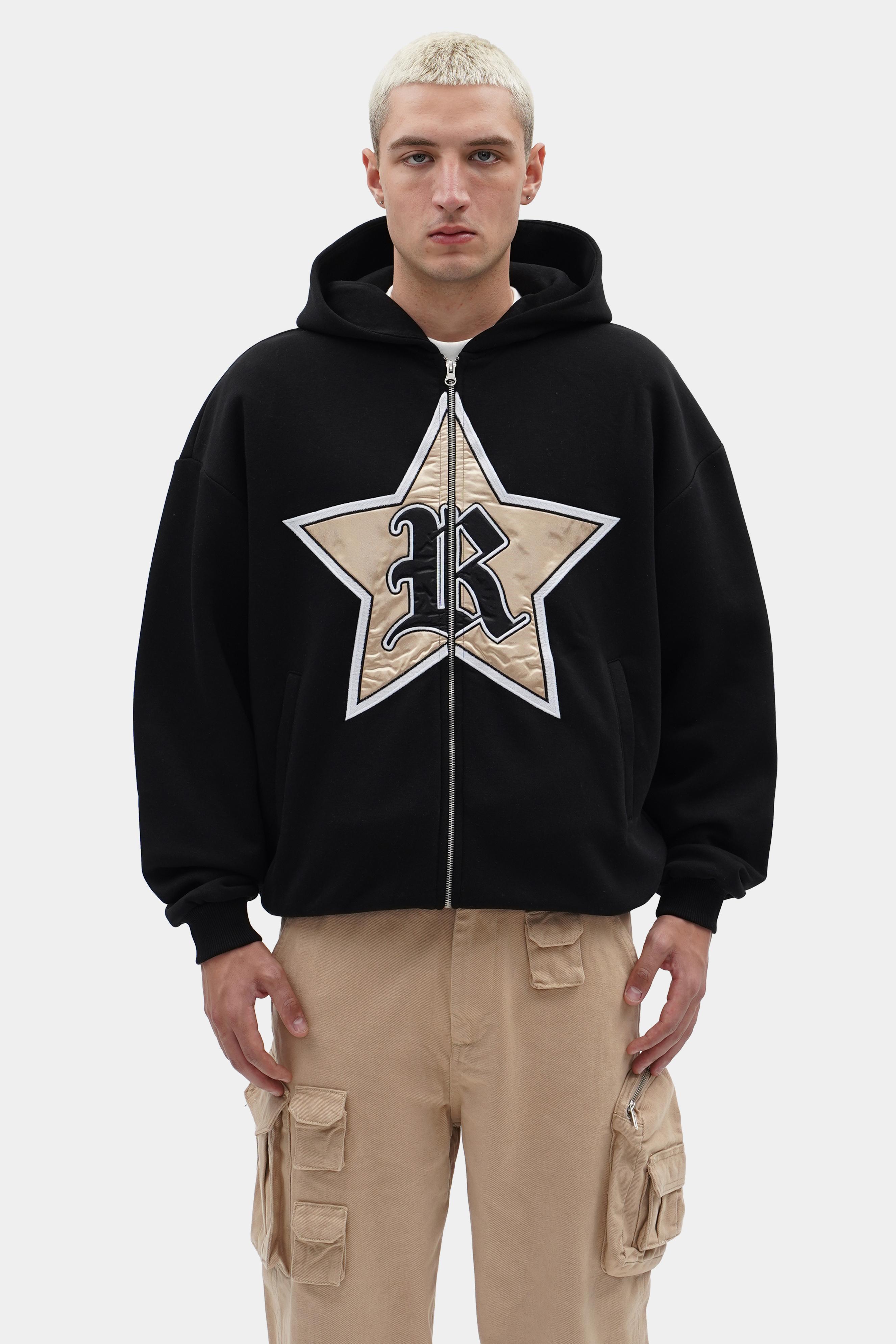 Oversized Star Stitching Zip Hoodie (STR-14)