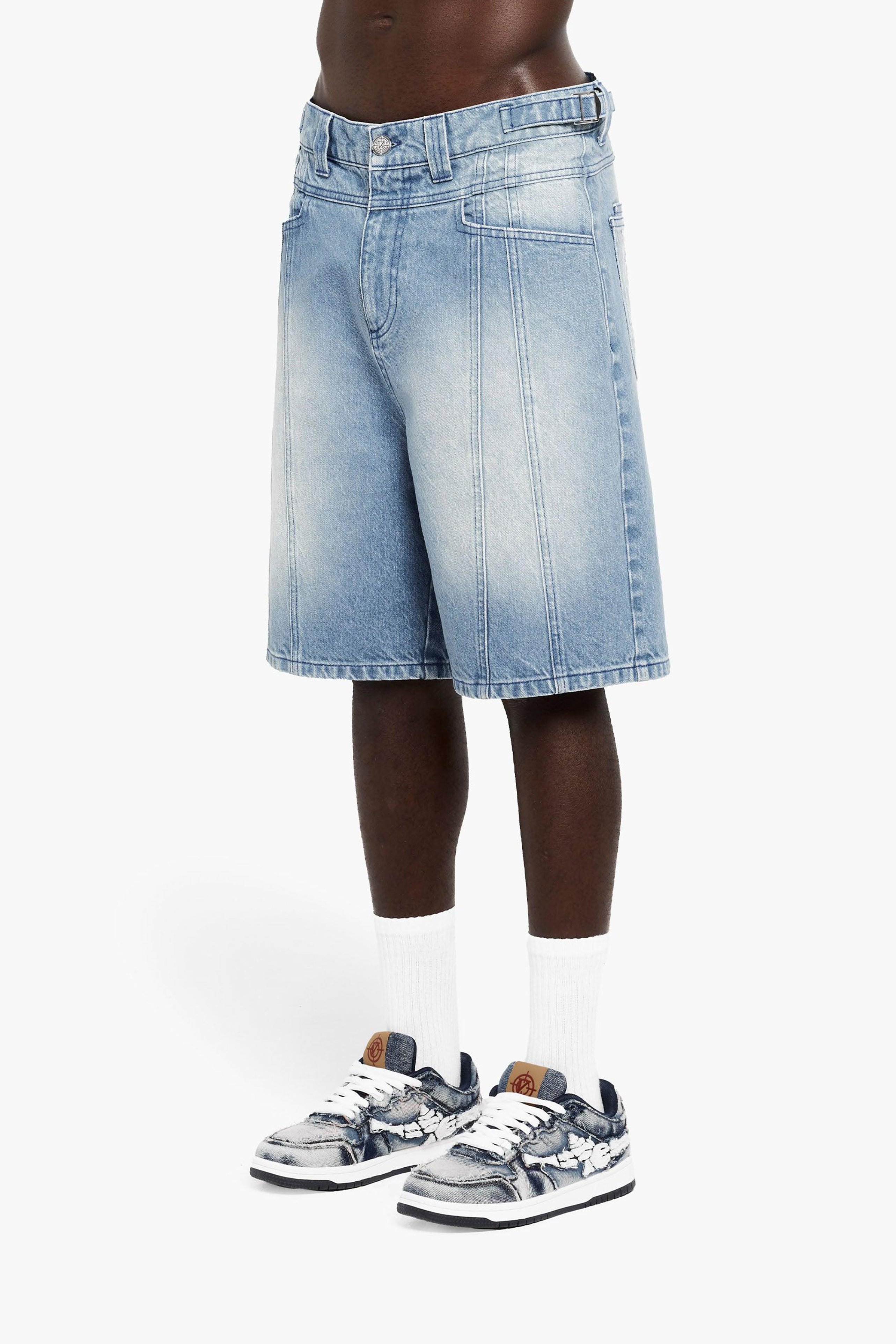 V-Logo Denim Jort - Light Blue