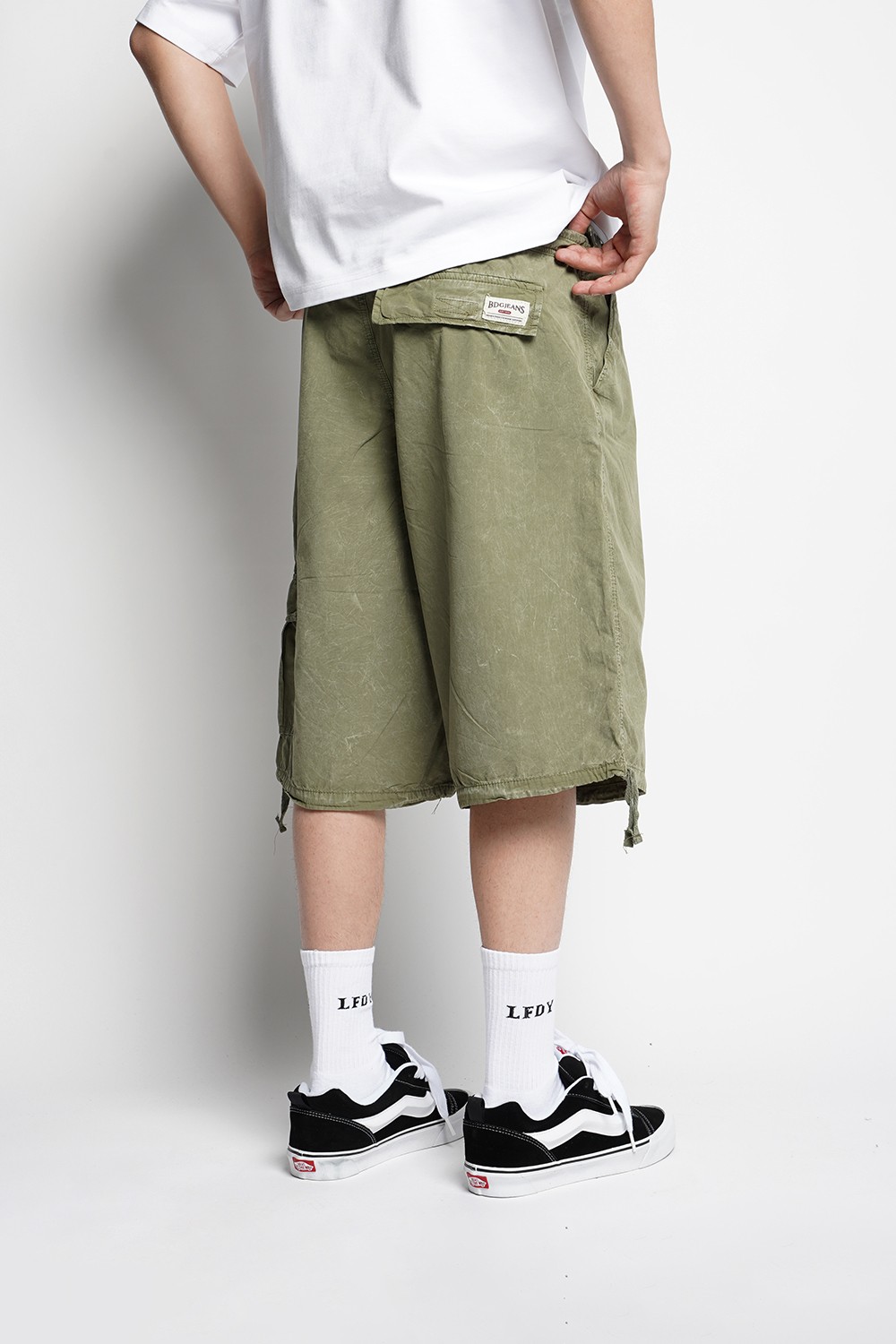 Khaki Washed Cargo Tech Shorts (UOS-13)