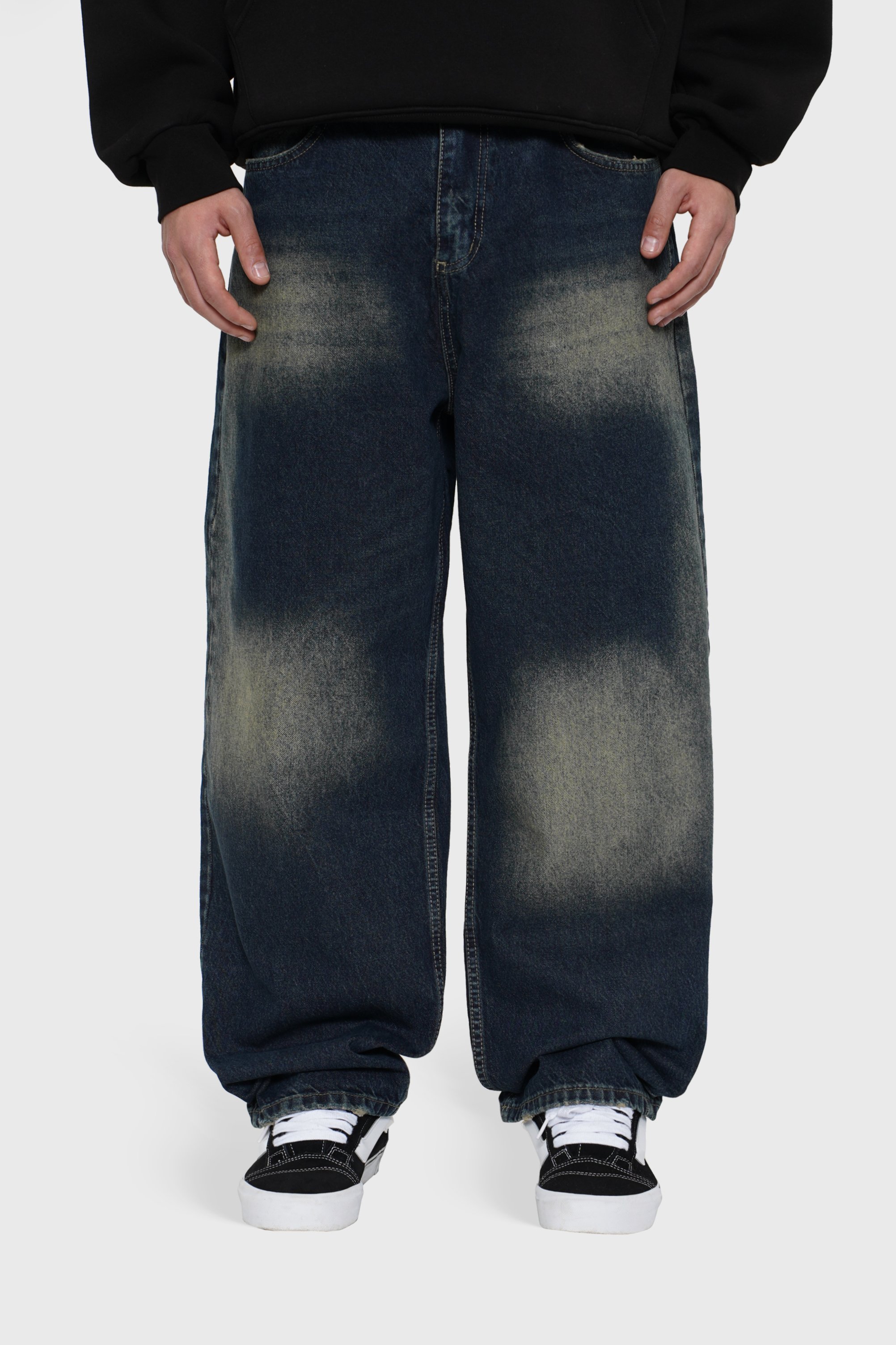 Sohigh Heavy-Tint Baggy Jeans - Dark Blue