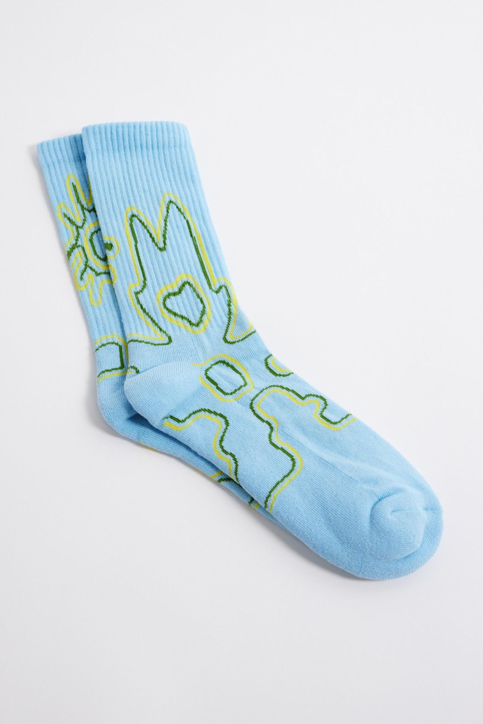 U.O. Ayker Blue Logo Crew Socks (UO-32)