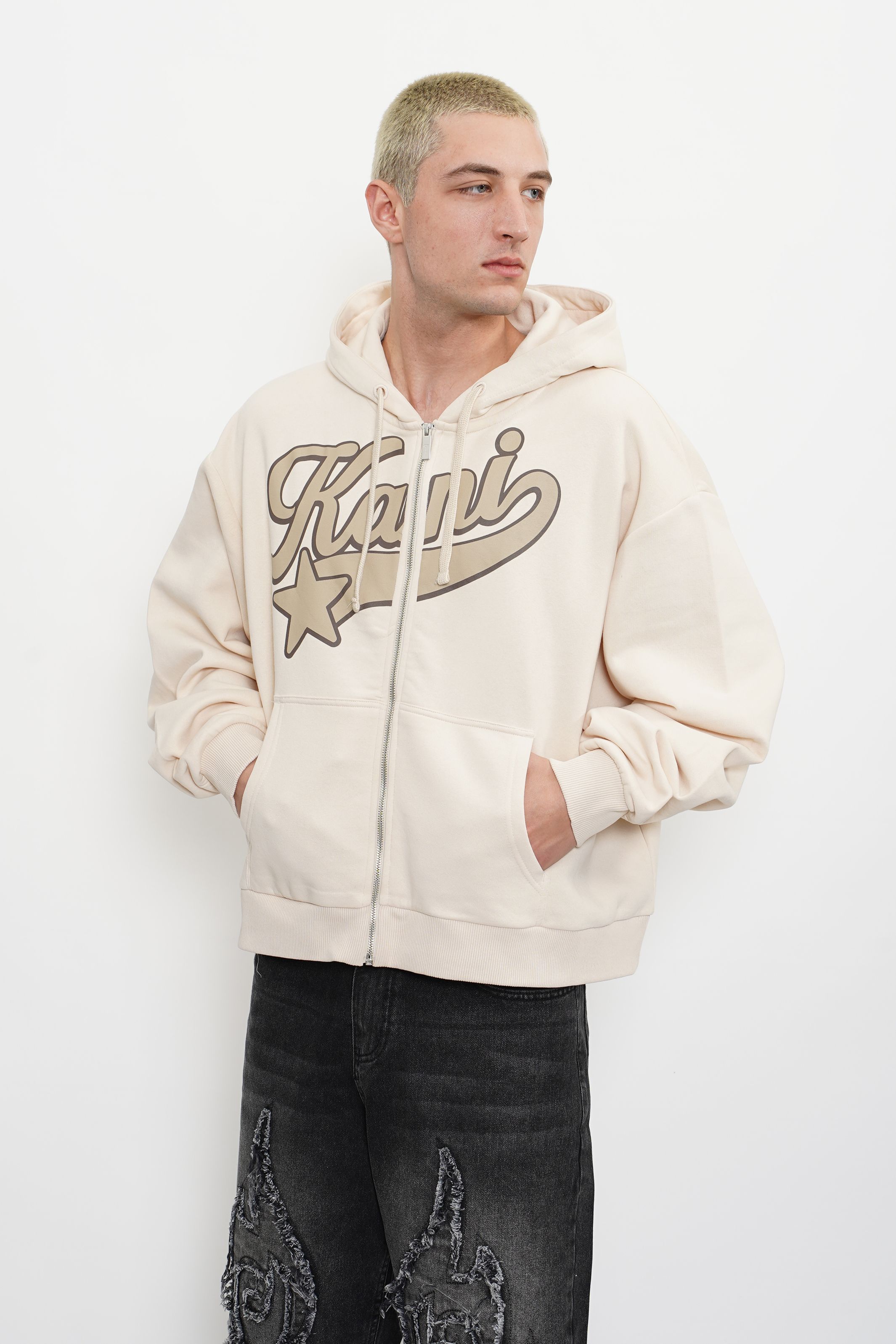 K. Kani Star Logo Oversized Crop Hoodie