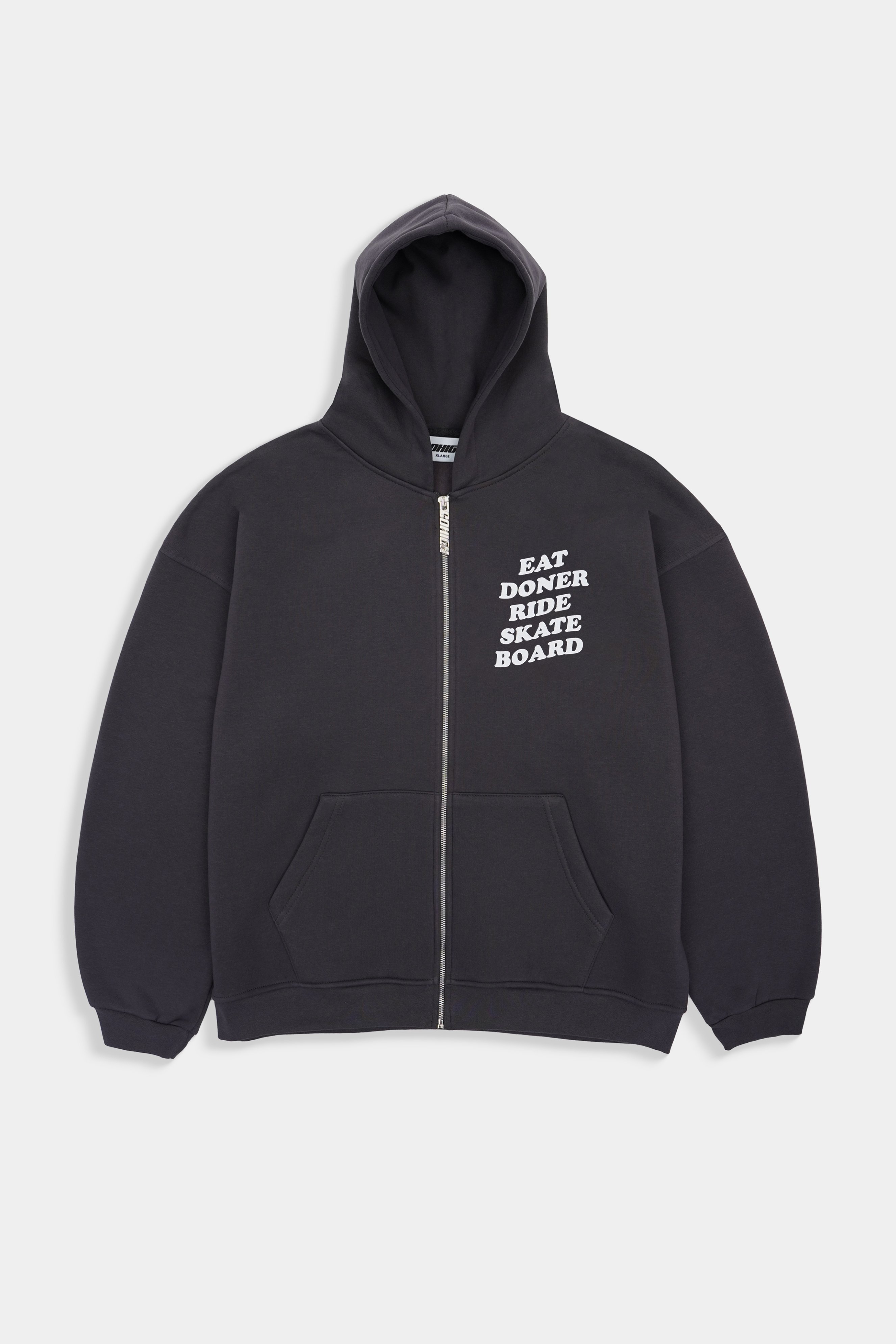 Sohigh Boxy Fit E.D.R.S V3 Zip Hoodie - Füme