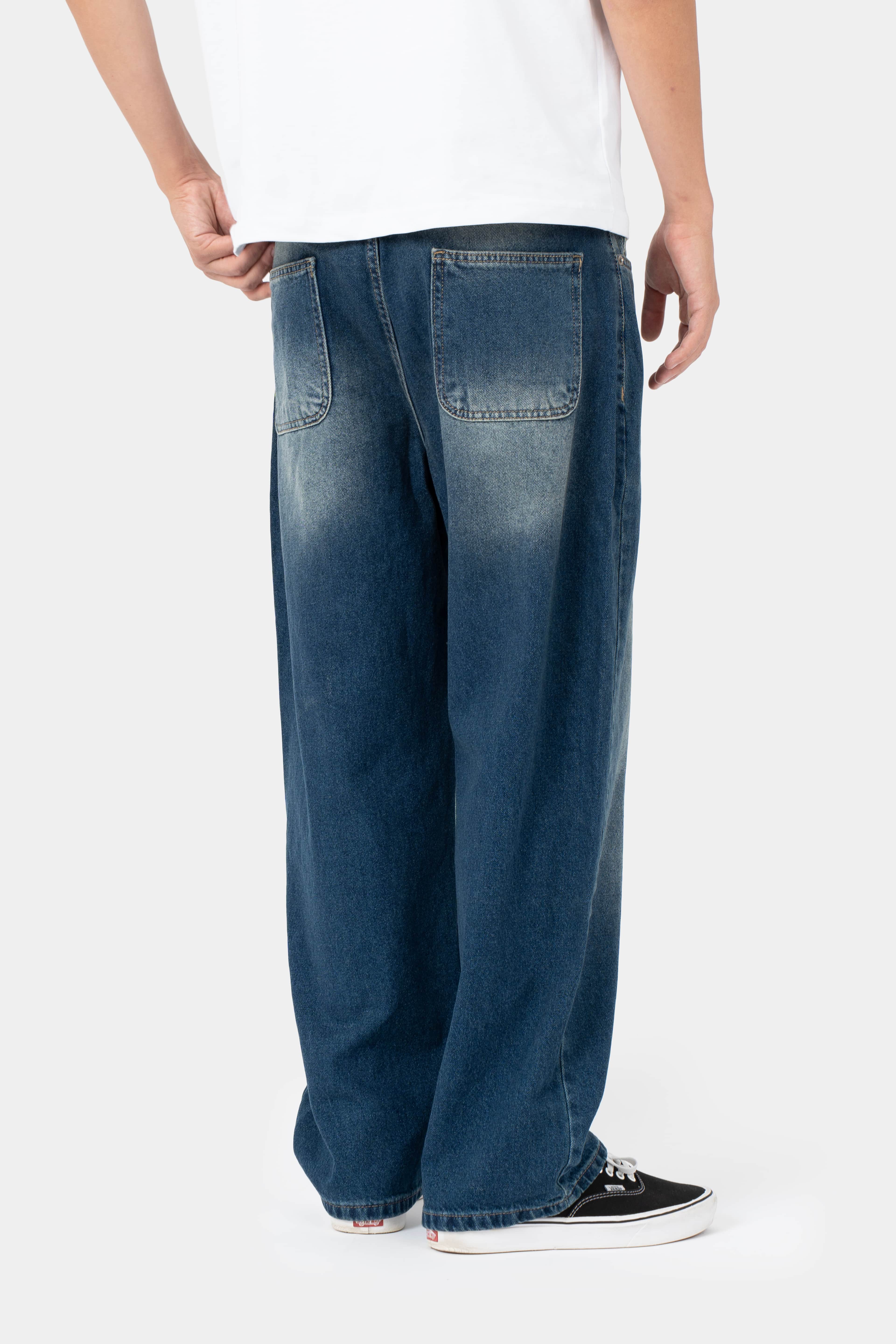 Sohigh Baggy Washed Jeans - Dark Blue