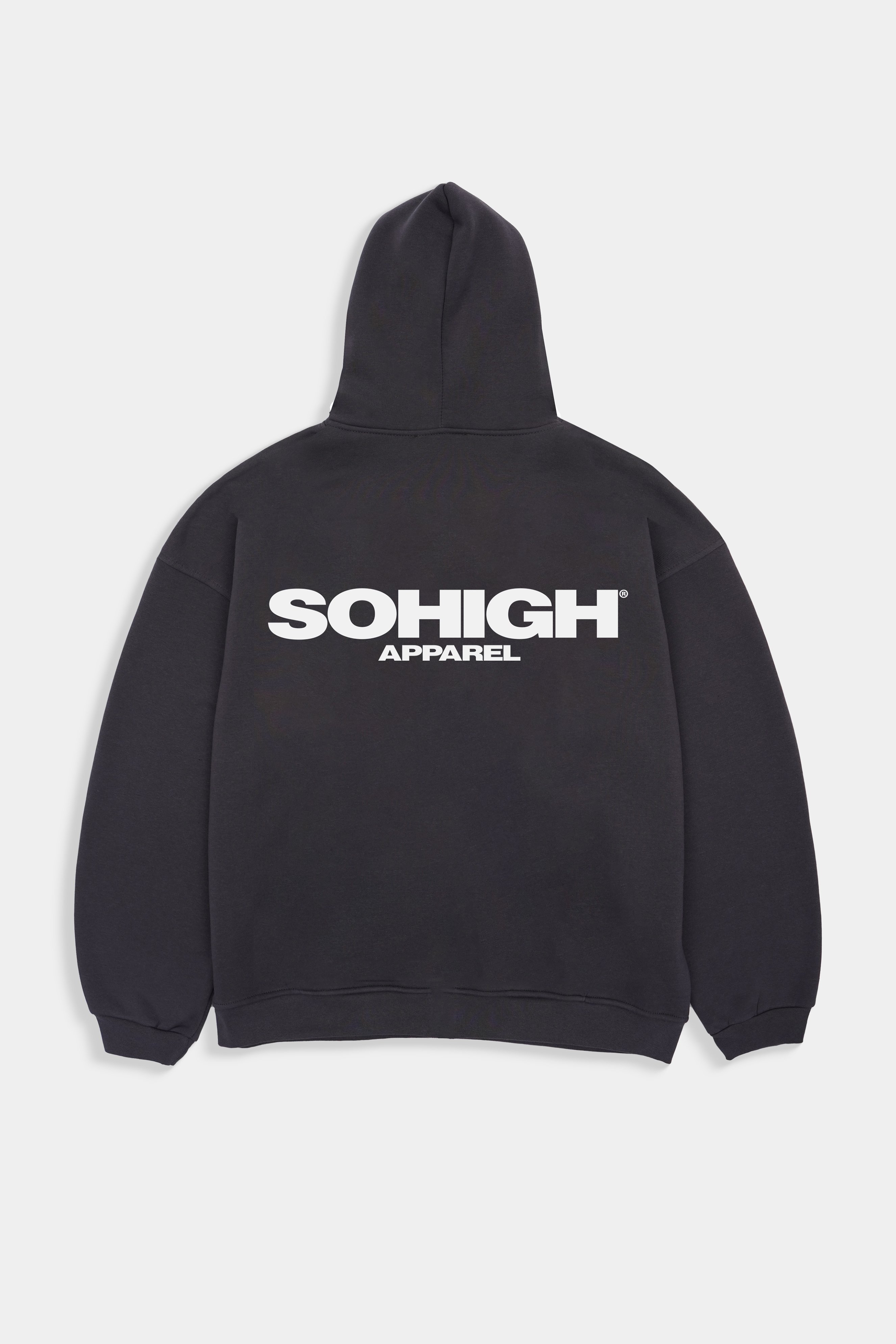 Sohigh Boxy Fit Essential Zip Hoodie - Füme