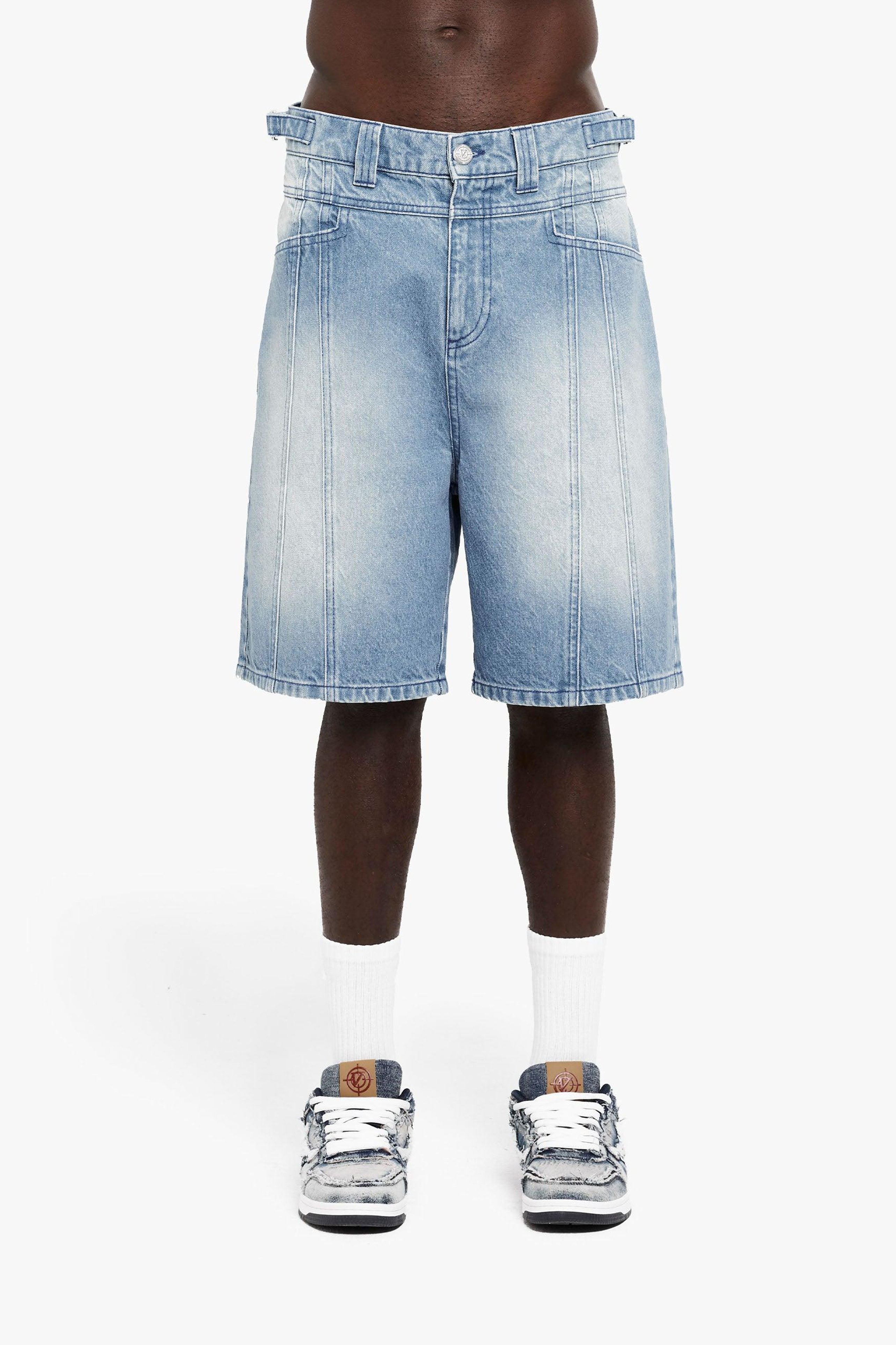 V-Logo Denim Jort - Light Blue