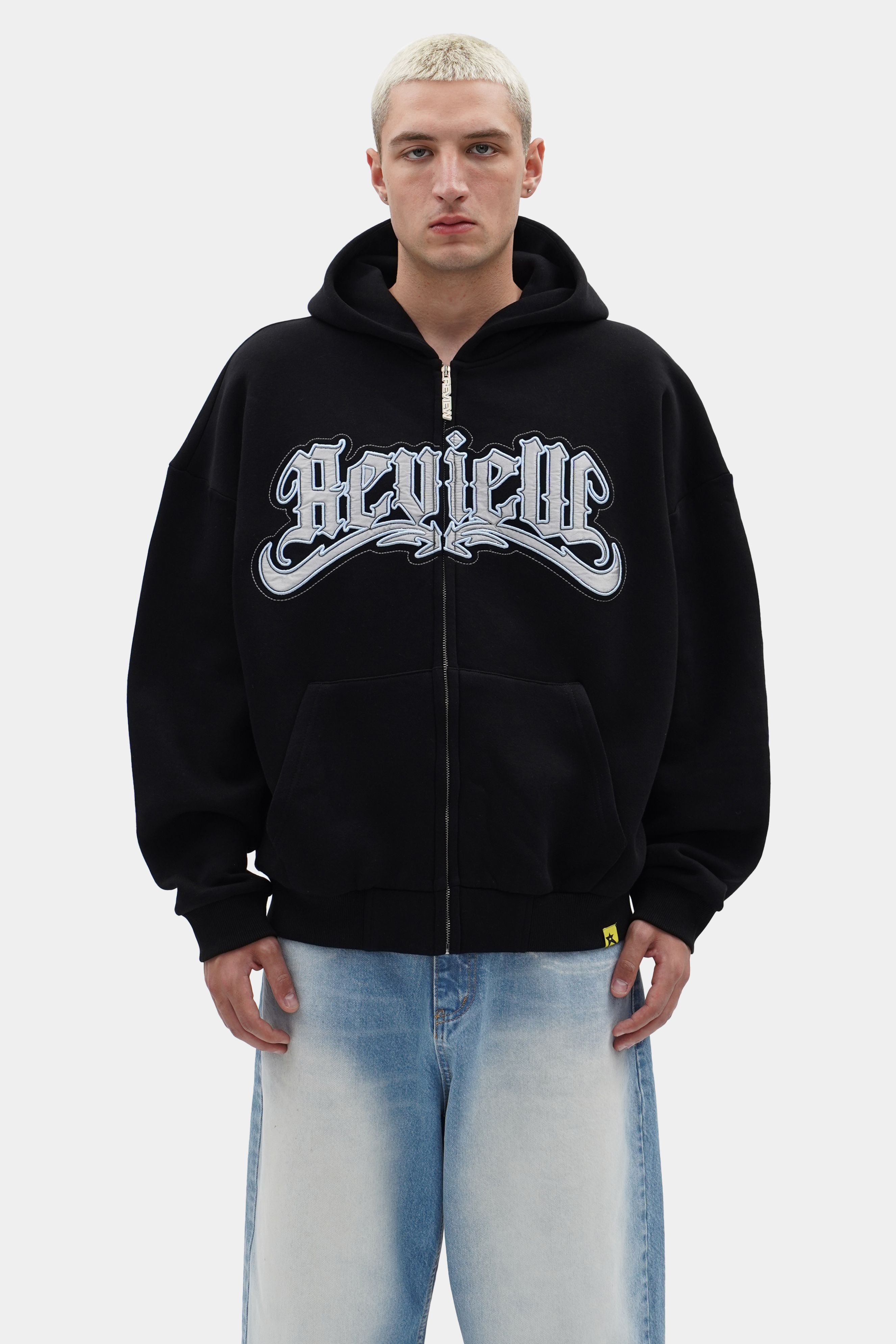 Oversized Embroidered Zip Hoodie (STR-9)