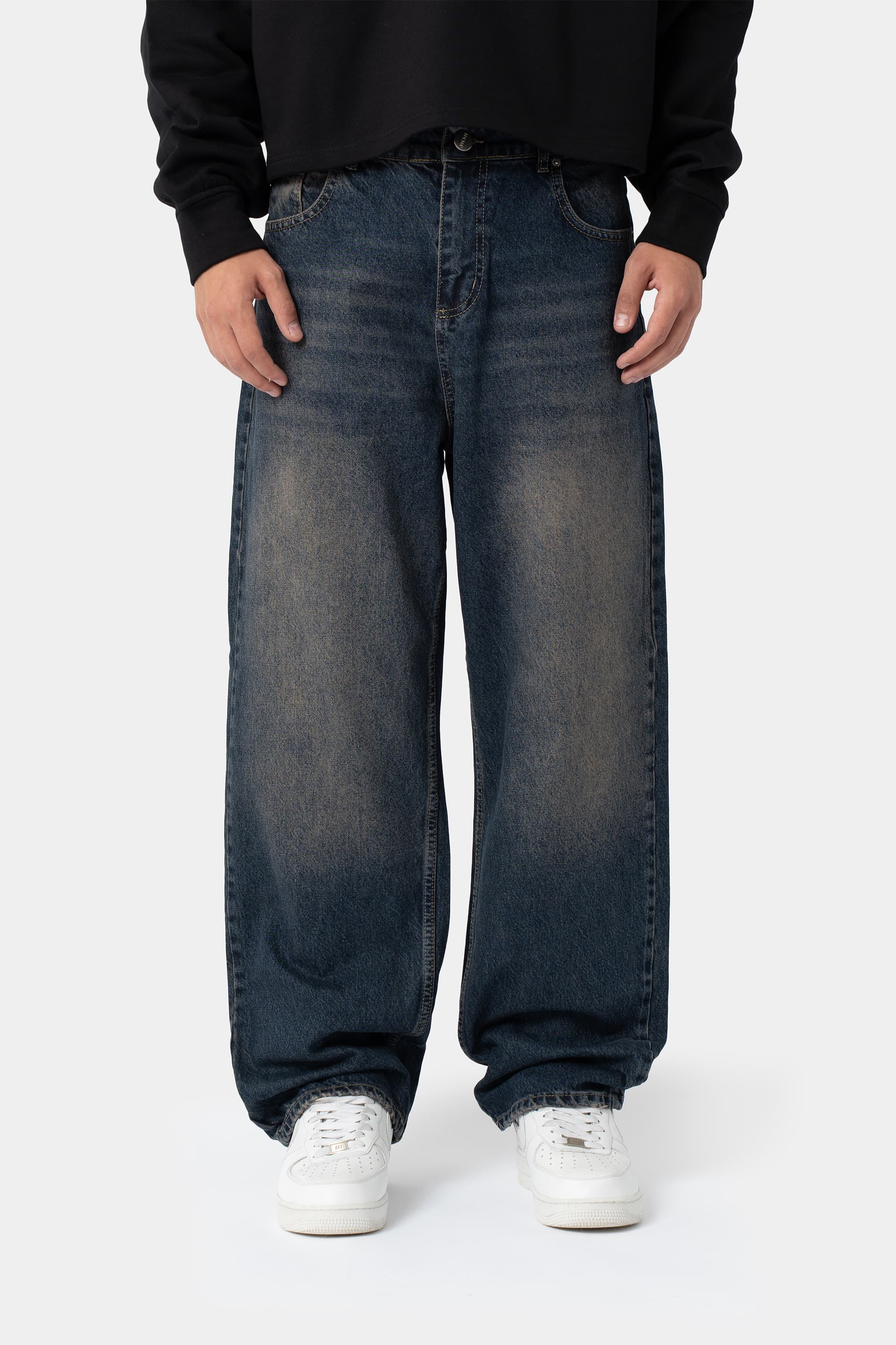 Baggy Tint-Washed Jeans - Dusty Blue