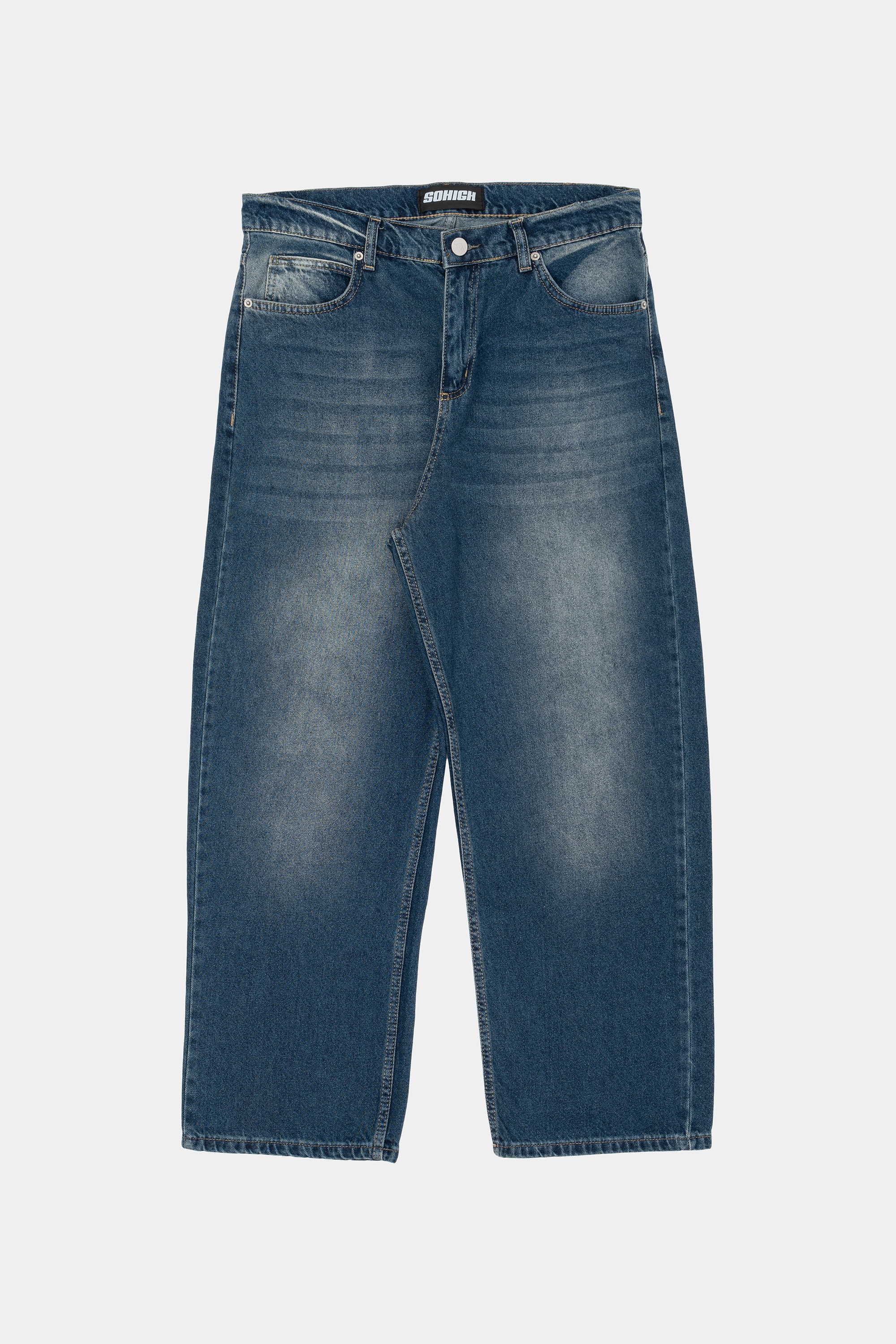 Sohigh Baggy Washed Jeans - Dark Blue