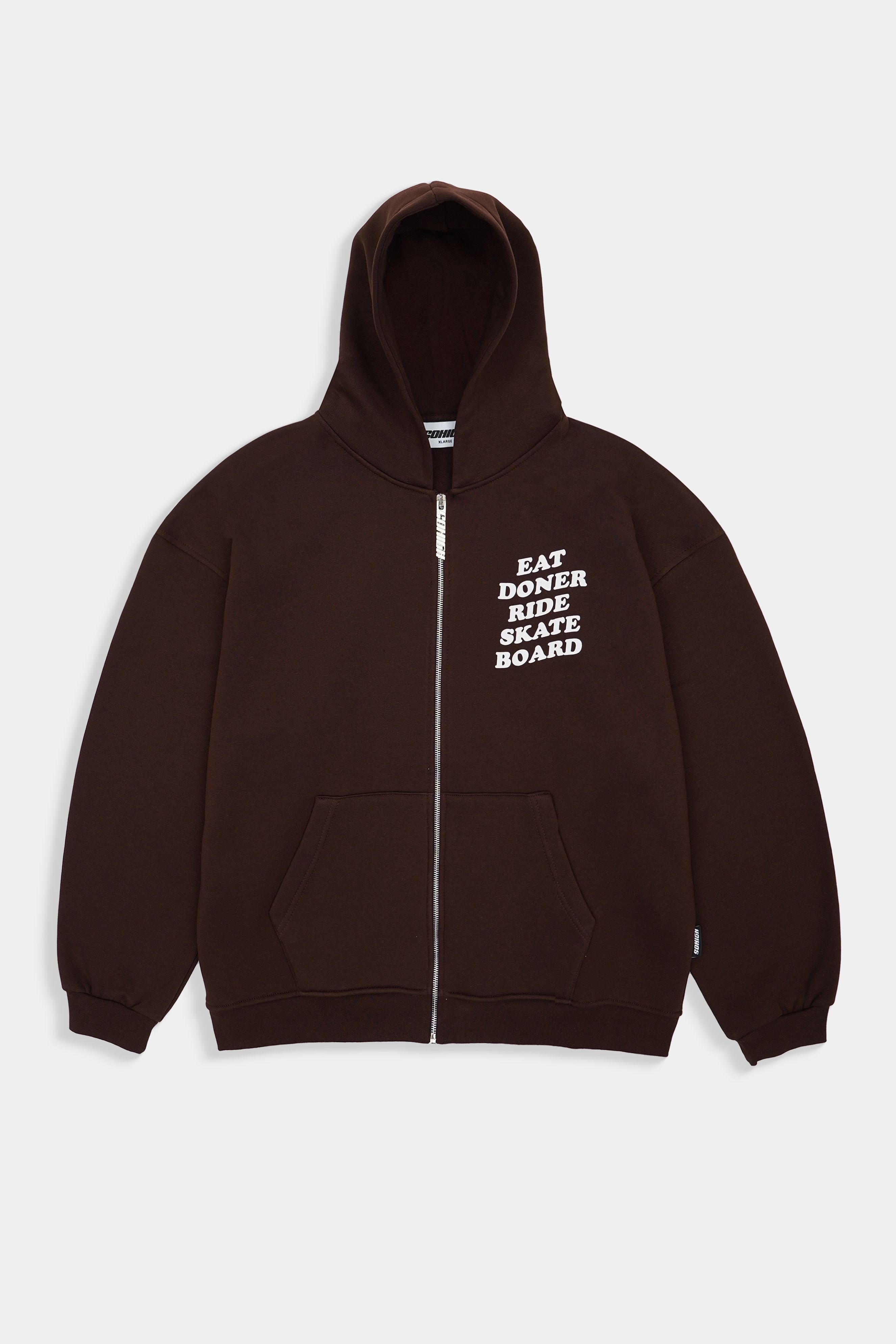 Sohigh Boxy Fit E.D.R.S V3 Zip Hoodie - Kahverengi