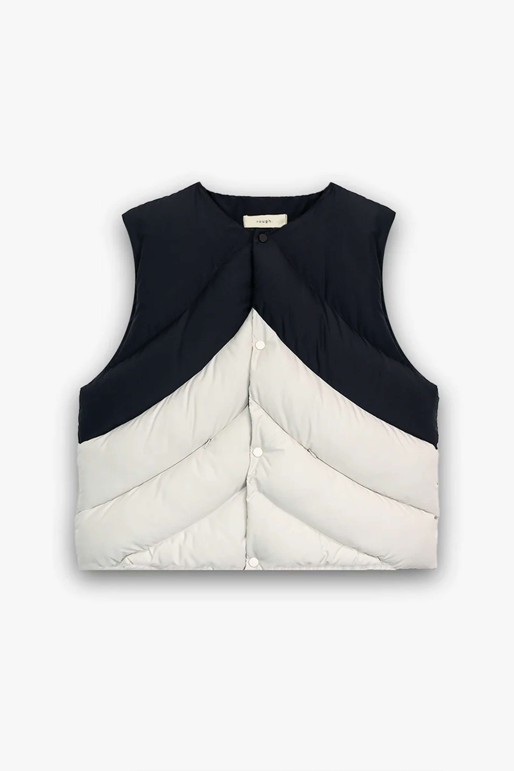 Bicolor Puffer Vest In Creme, Black