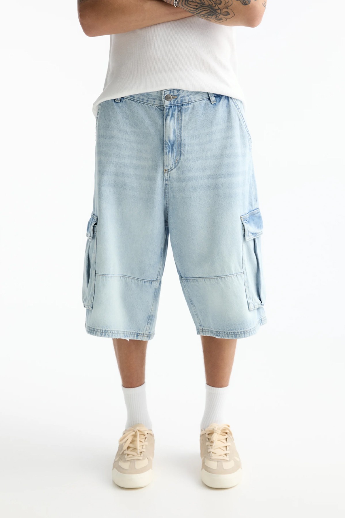 P&B Denim Cargo Short - Light Blue