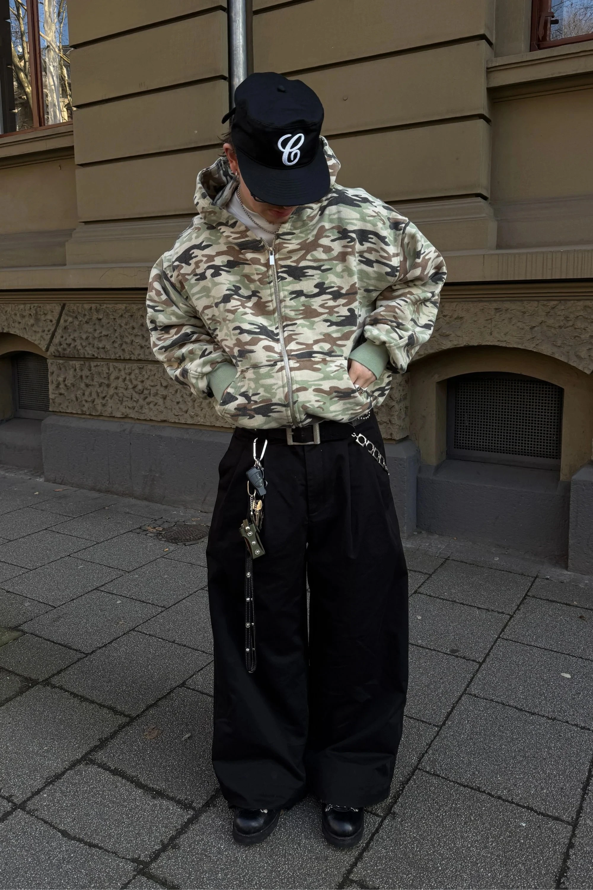 Camo Cropped Zip Hoodie