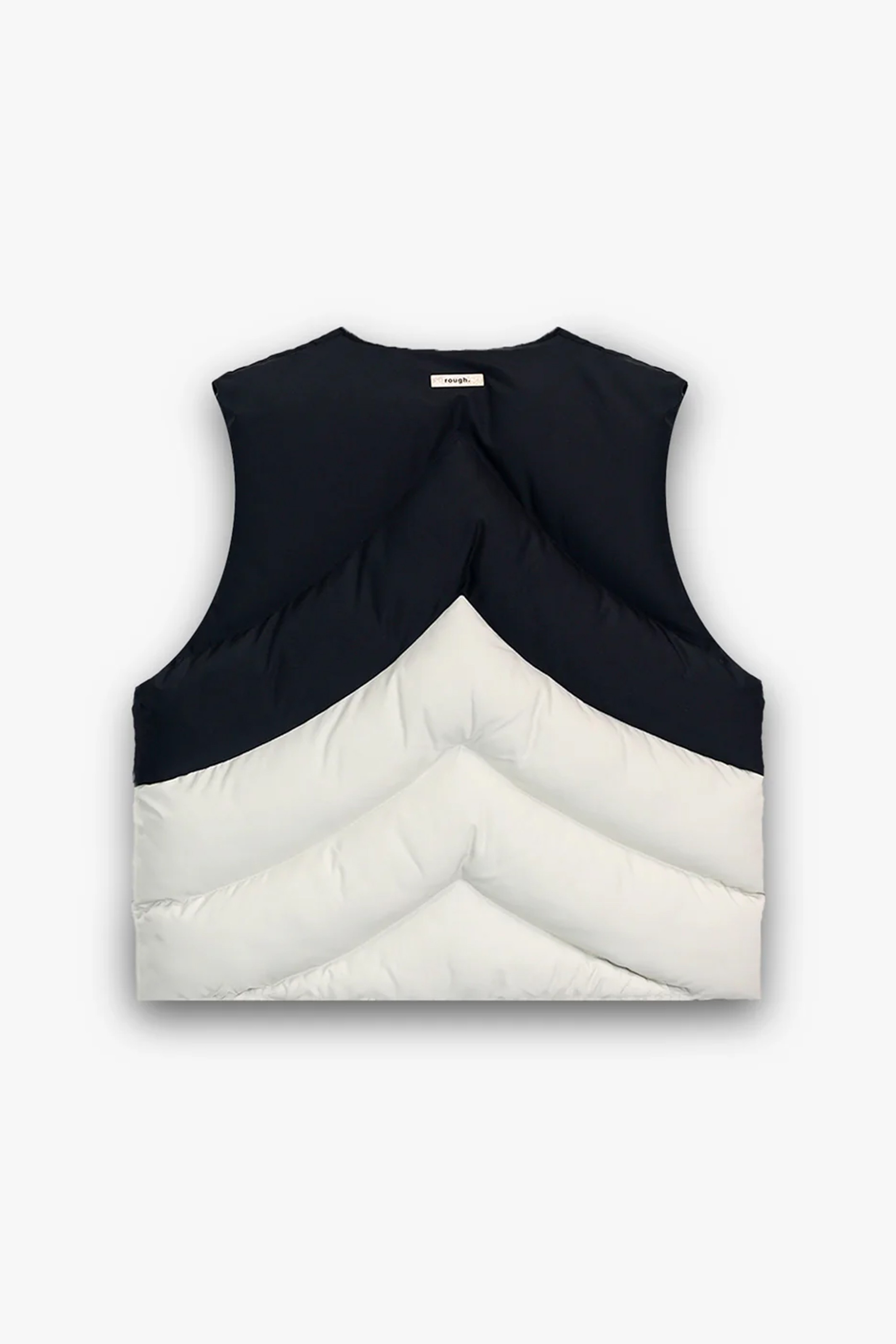 Bicolor Puffer Vest In Creme, Black