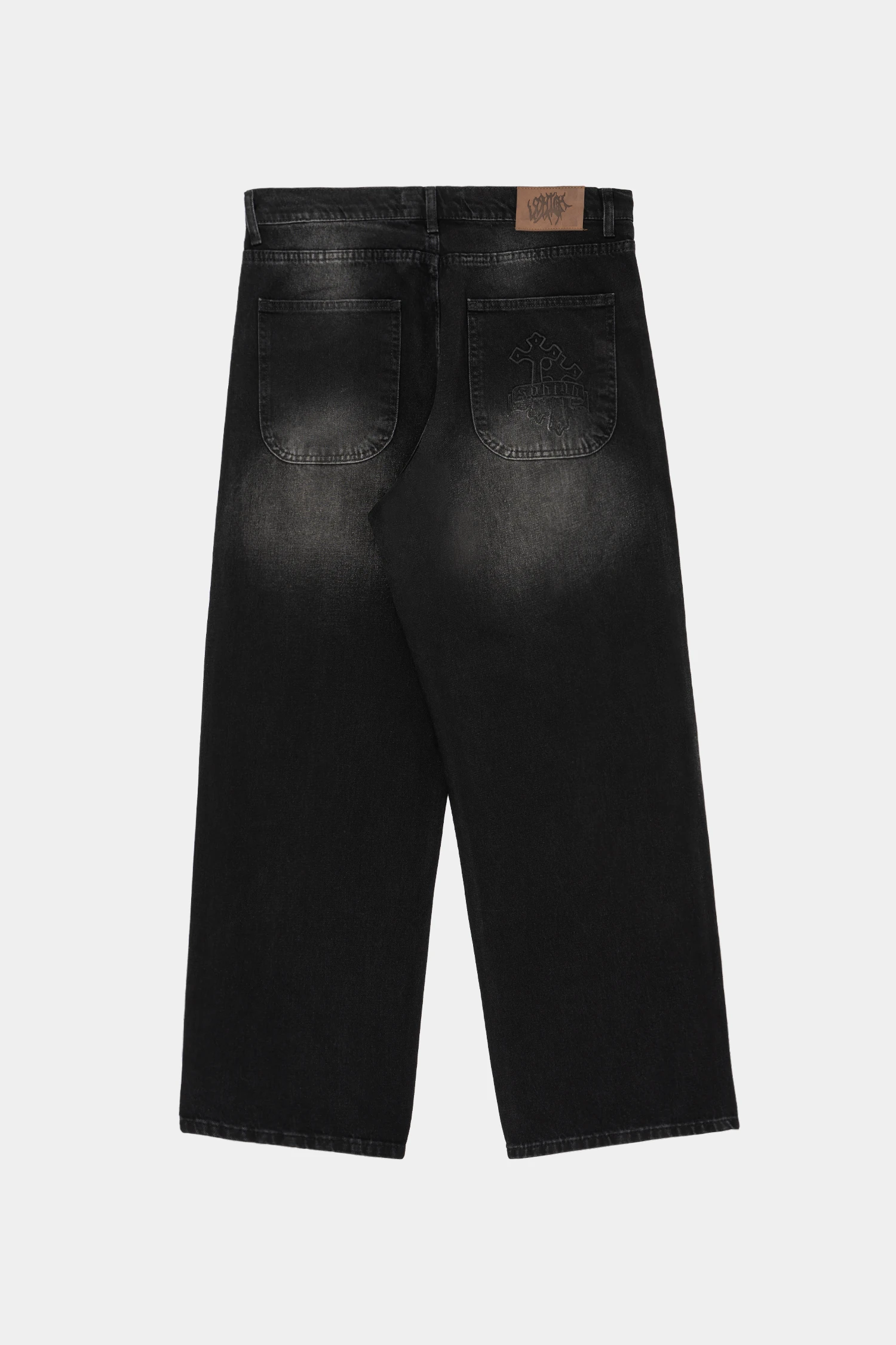 Sohigh Cross Embroidered Baggy Jeans - Black Tint