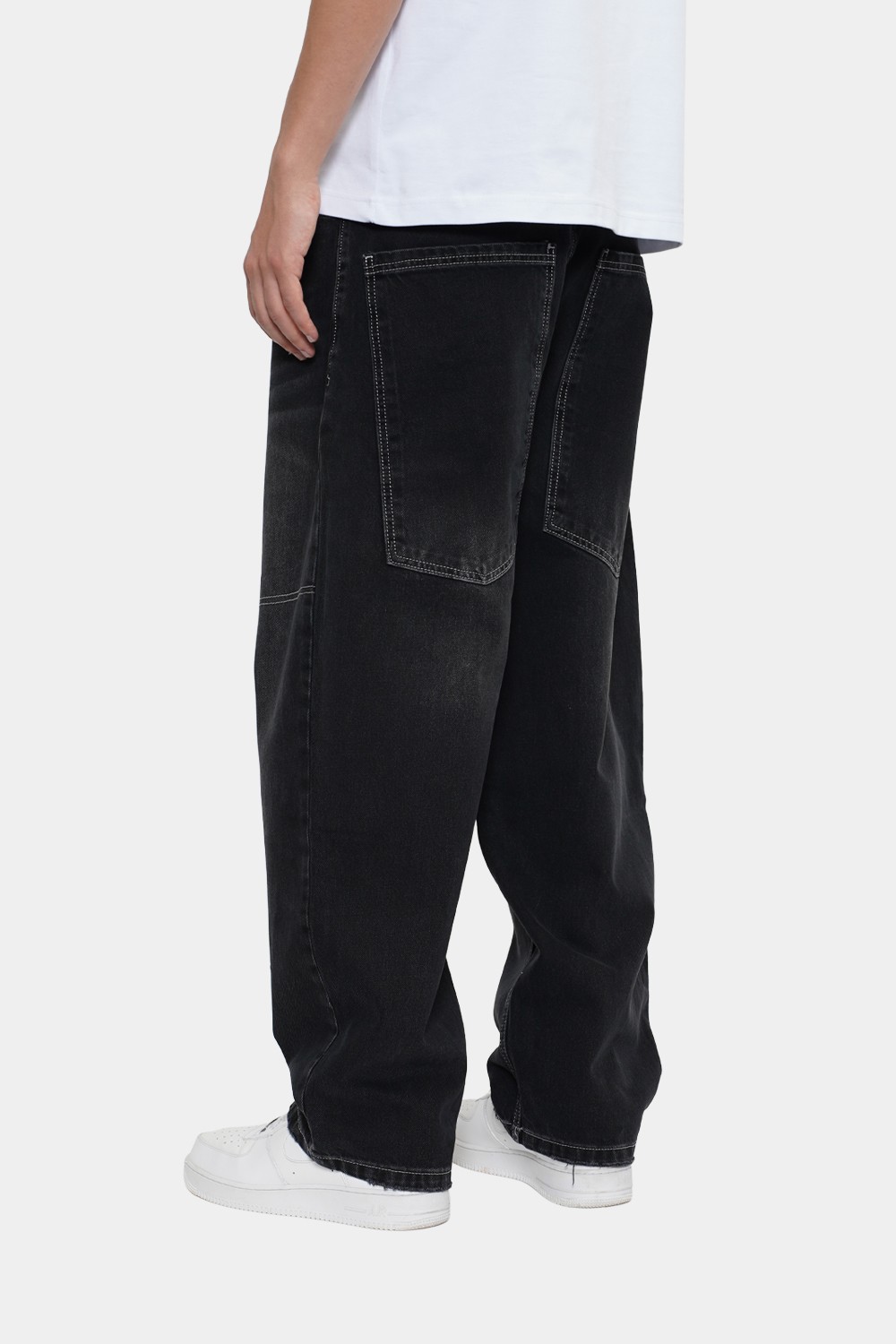 Sohigh Baggy Barrel-Leg Jeans - Washed Black
