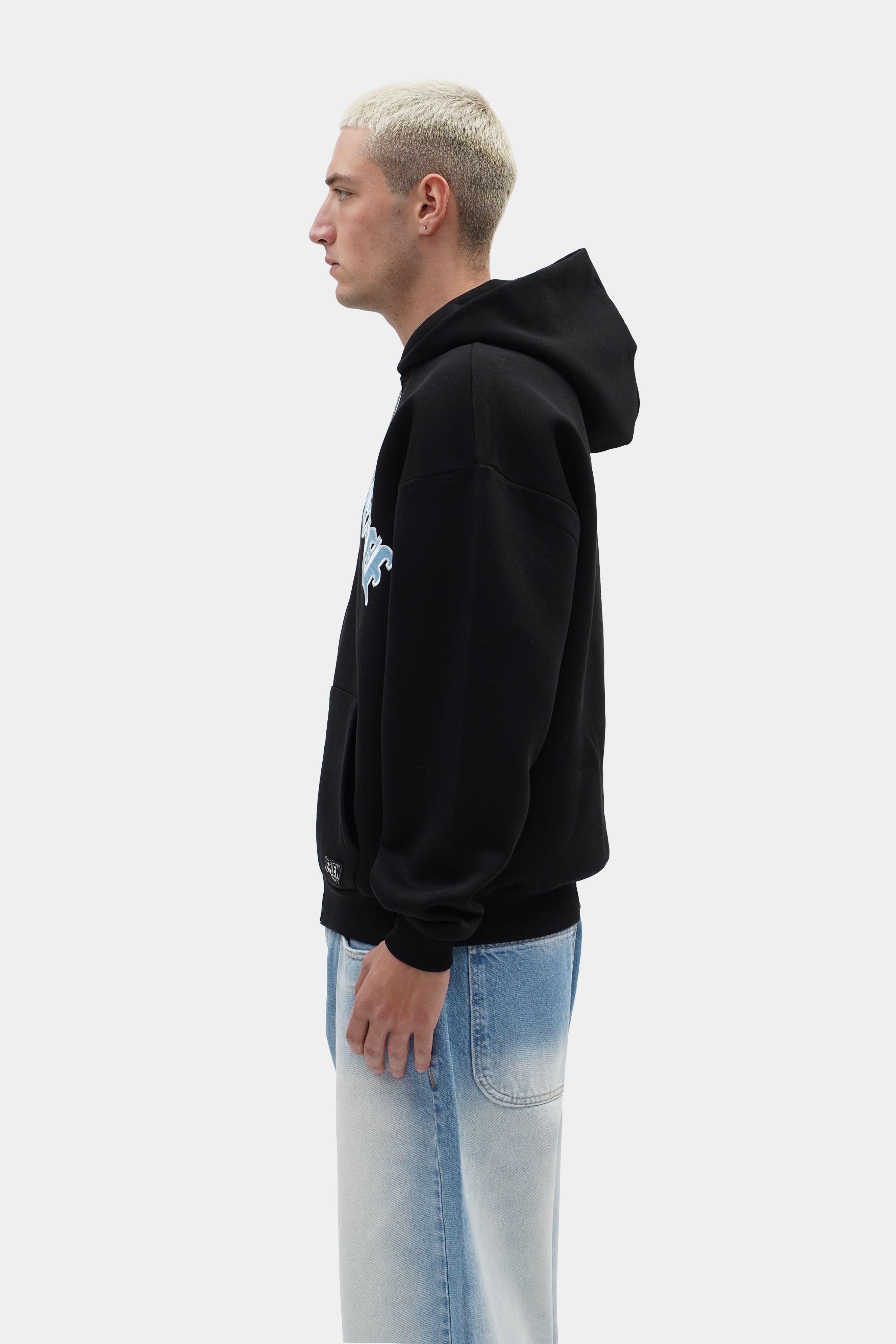 Oversized Old English Zip Hoodie (STR-10)