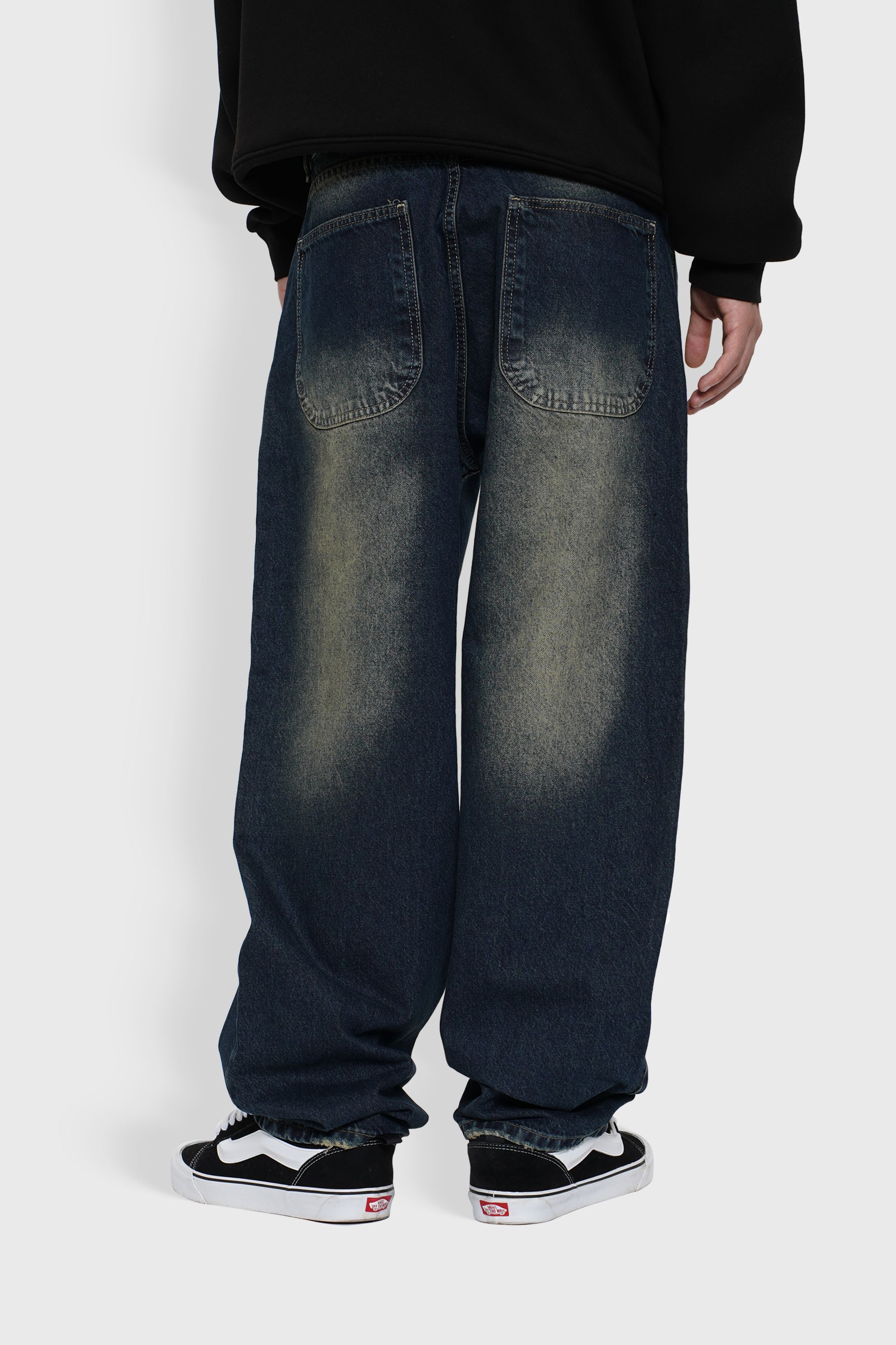 Sohigh Heavy-Tint Baggy Jeans - Dark Blue