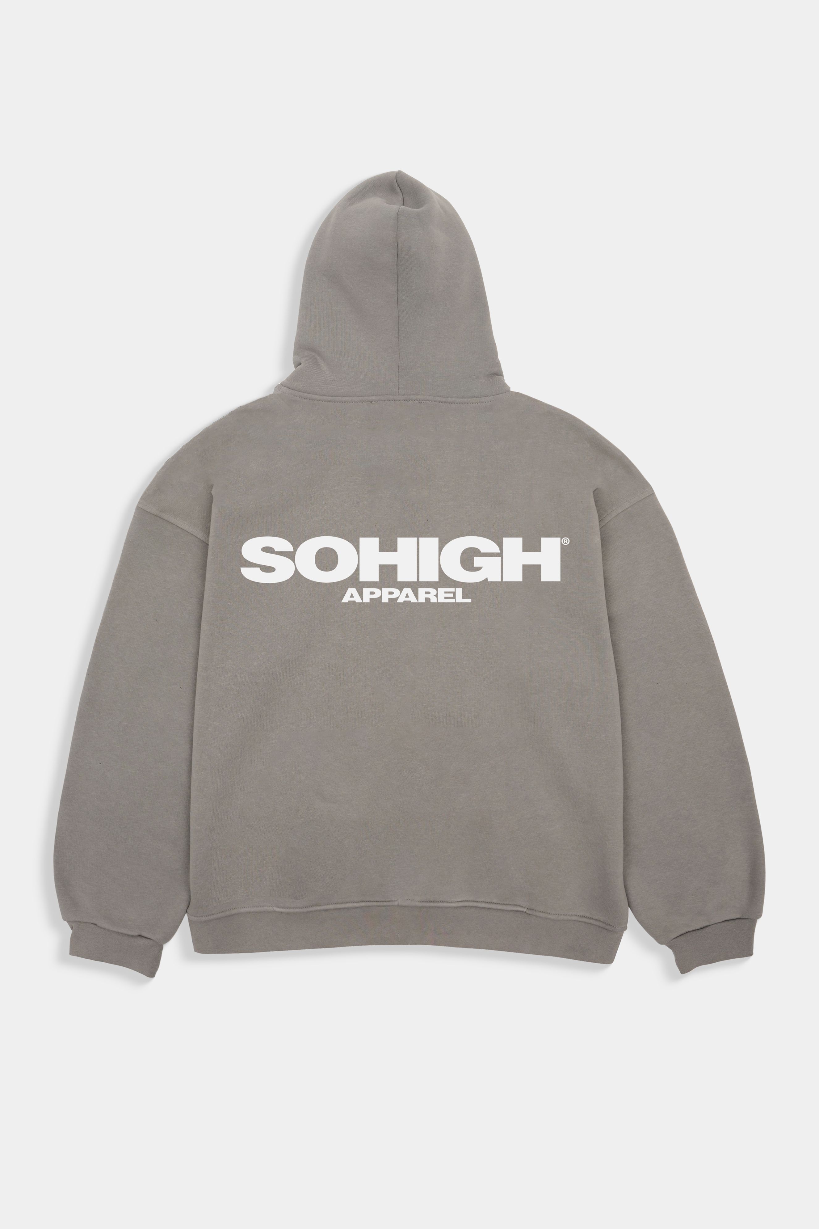 Sohigh Boxy Fit Essential Zip Hoodie - Gri